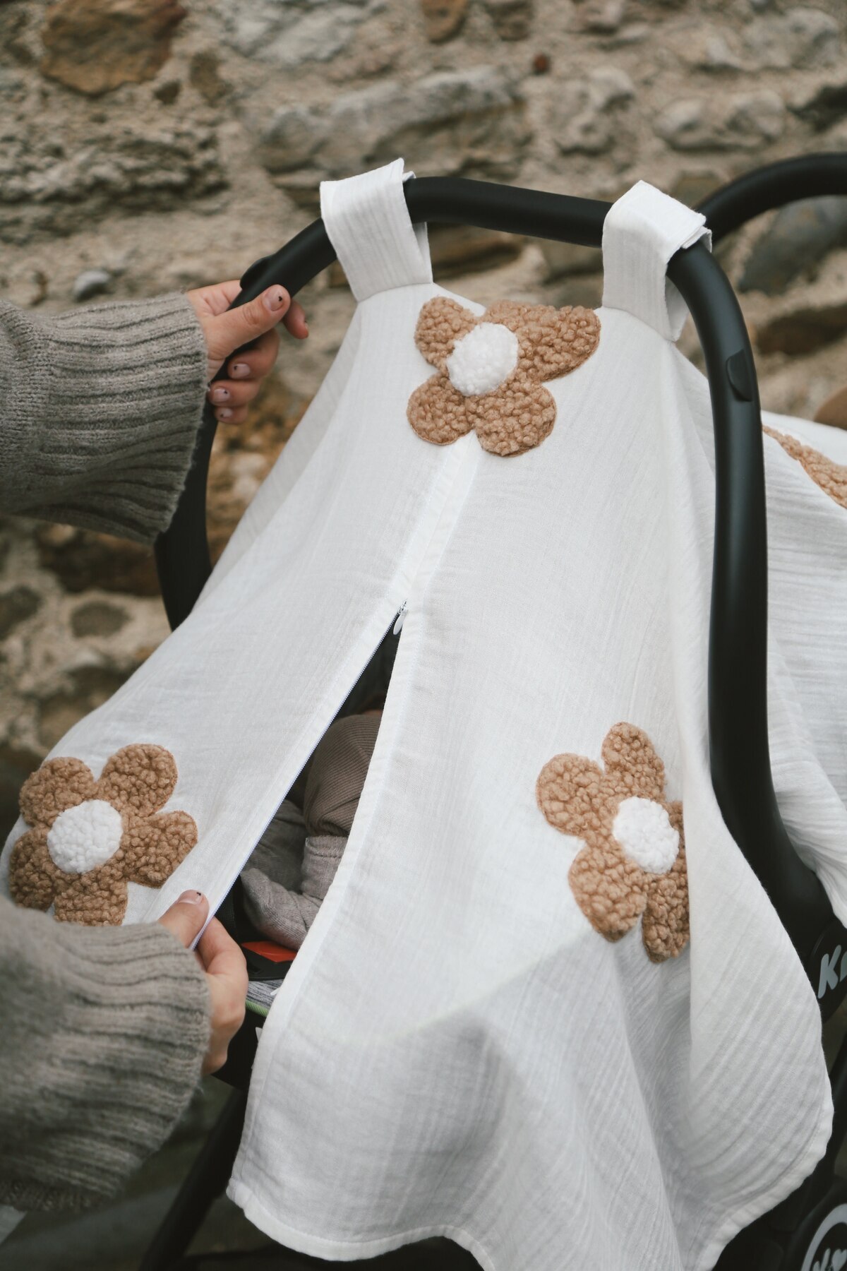 DERY BABY Teddy Papatya Fermuarlı 2 Kat Müslin Puset Örtüsü fotoğrafı 5 (önizleme)