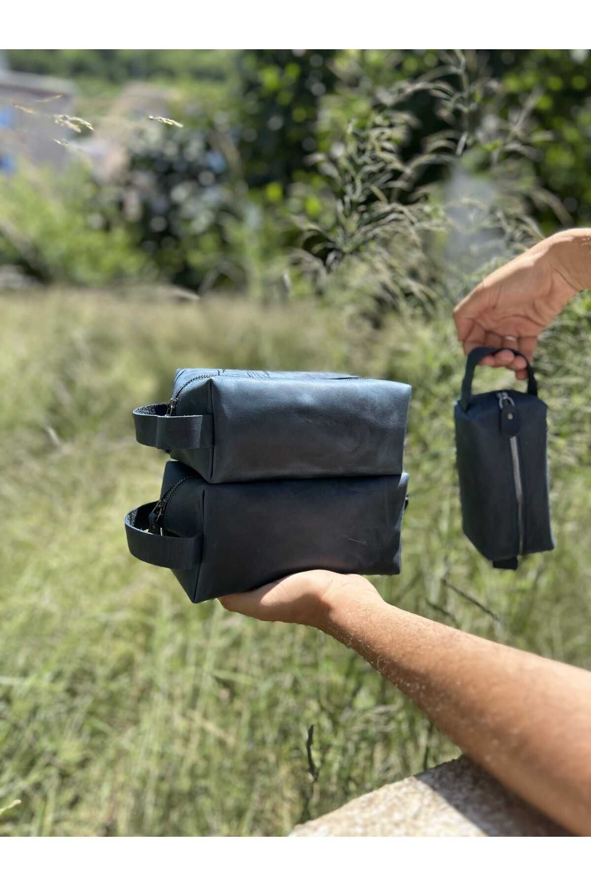 VİİDAKKO Hakiki Deri Erkek El Çantası Dopp Kit