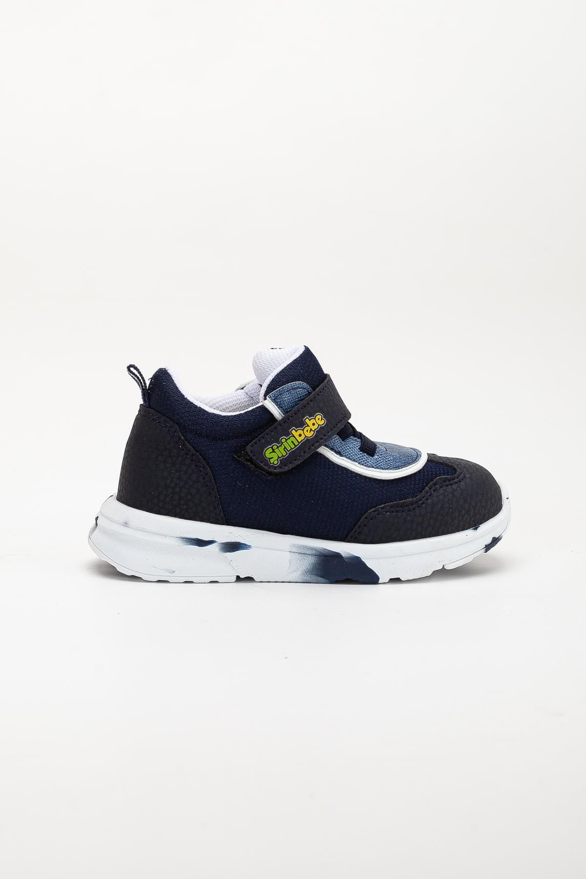 Dilimler Ayakkabı-Baby Boy First Step Sports Shoes - Şirinbebe Orthopedic Navy Blue Velcro Anorak Material 2
