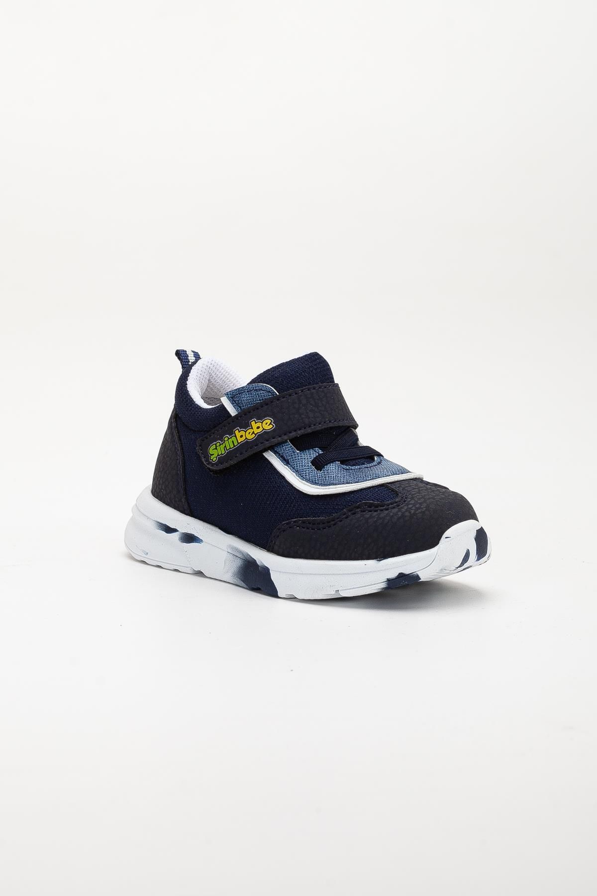 Dilimler Ayakkabı-Baby Boy First Step Sports Shoes - Şirinbebe Orthopedic Navy Blue Velcro Anorak Material 3