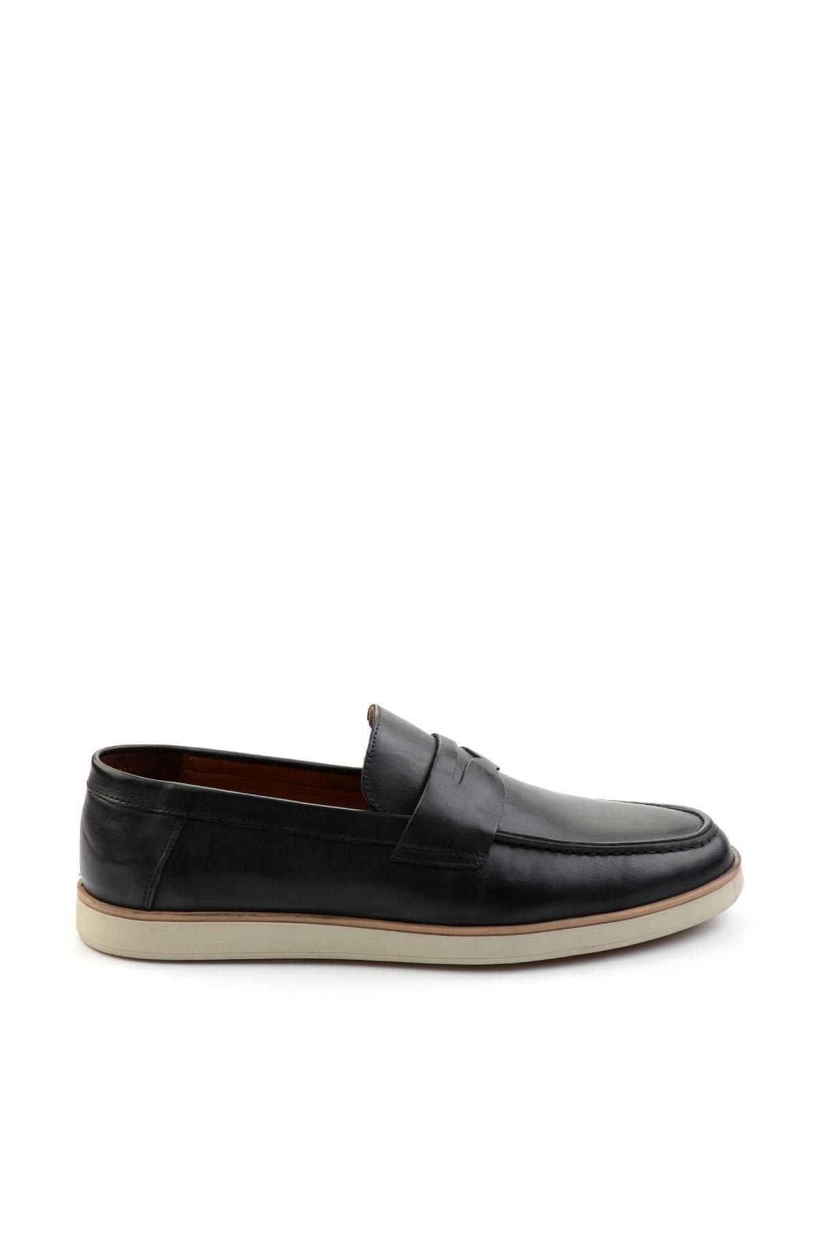 Bambi Siyah Leather Erkek Loafer Ayakkabı E01054171341