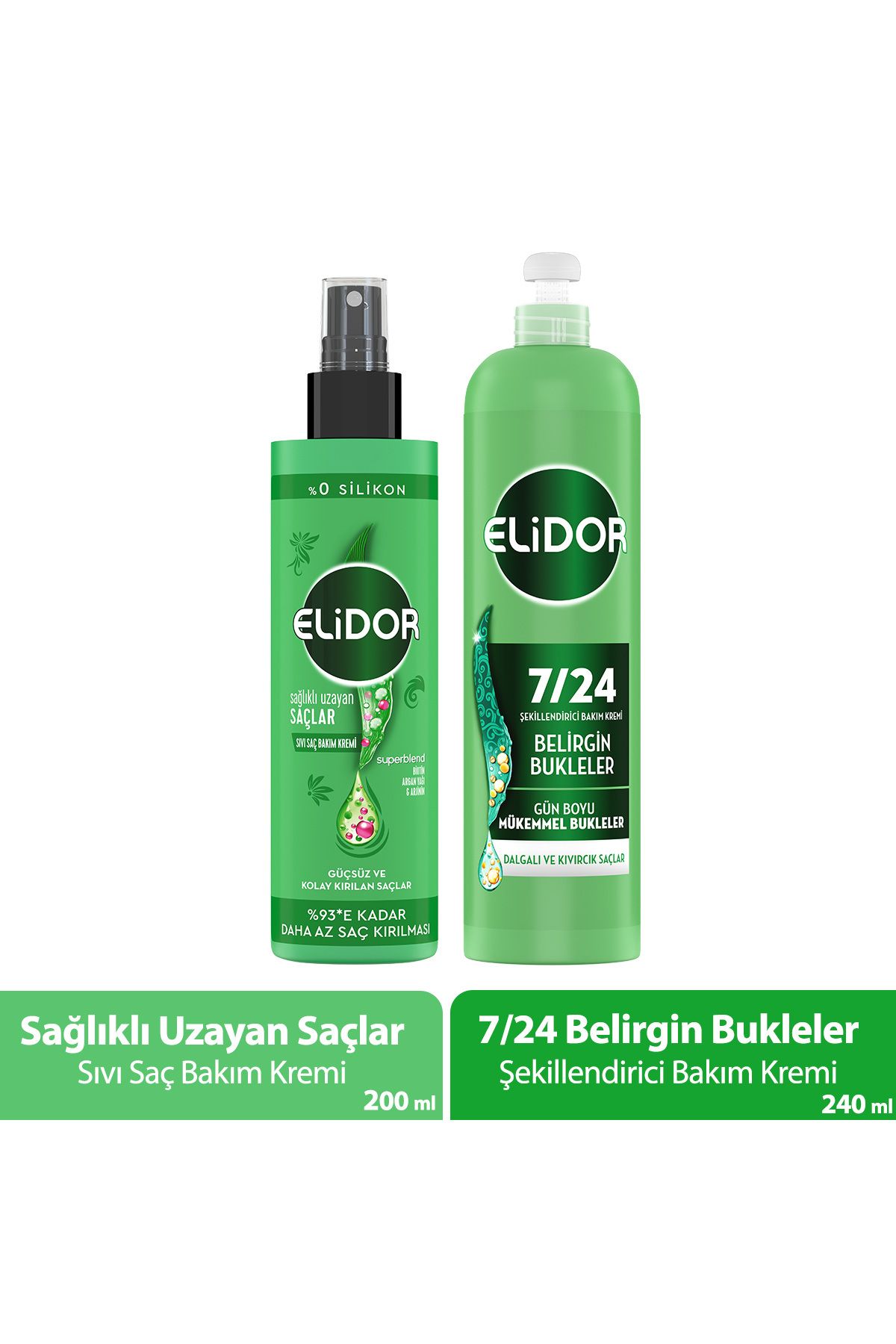 Elidor Sıvı Saç Kremi Sağlıklı Uzayan Saçlar 200 ml x1 + 7/24 Şekillendirici Bakım Kremi 240 ml x1