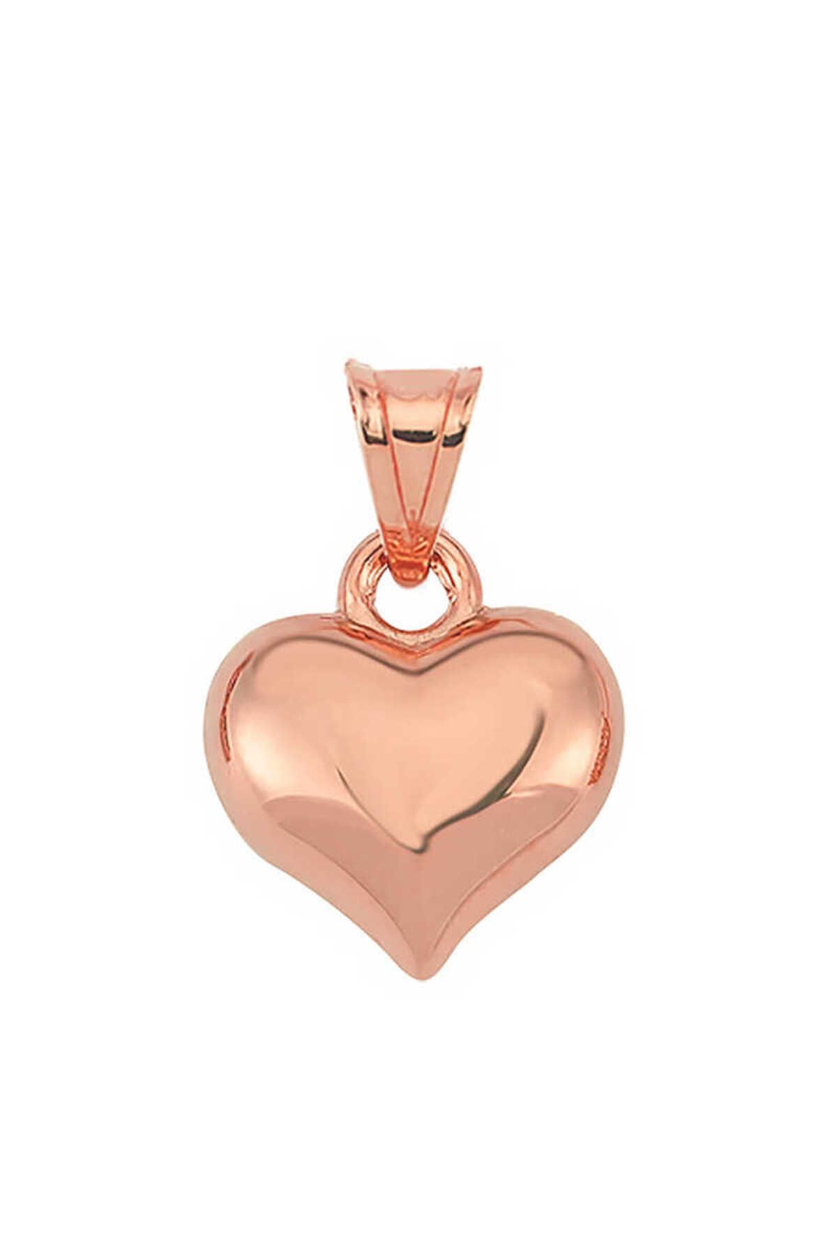 Findit Gümüş Küçük 3 Boyutlu Rose Kalp Kadın Kolye Ucu