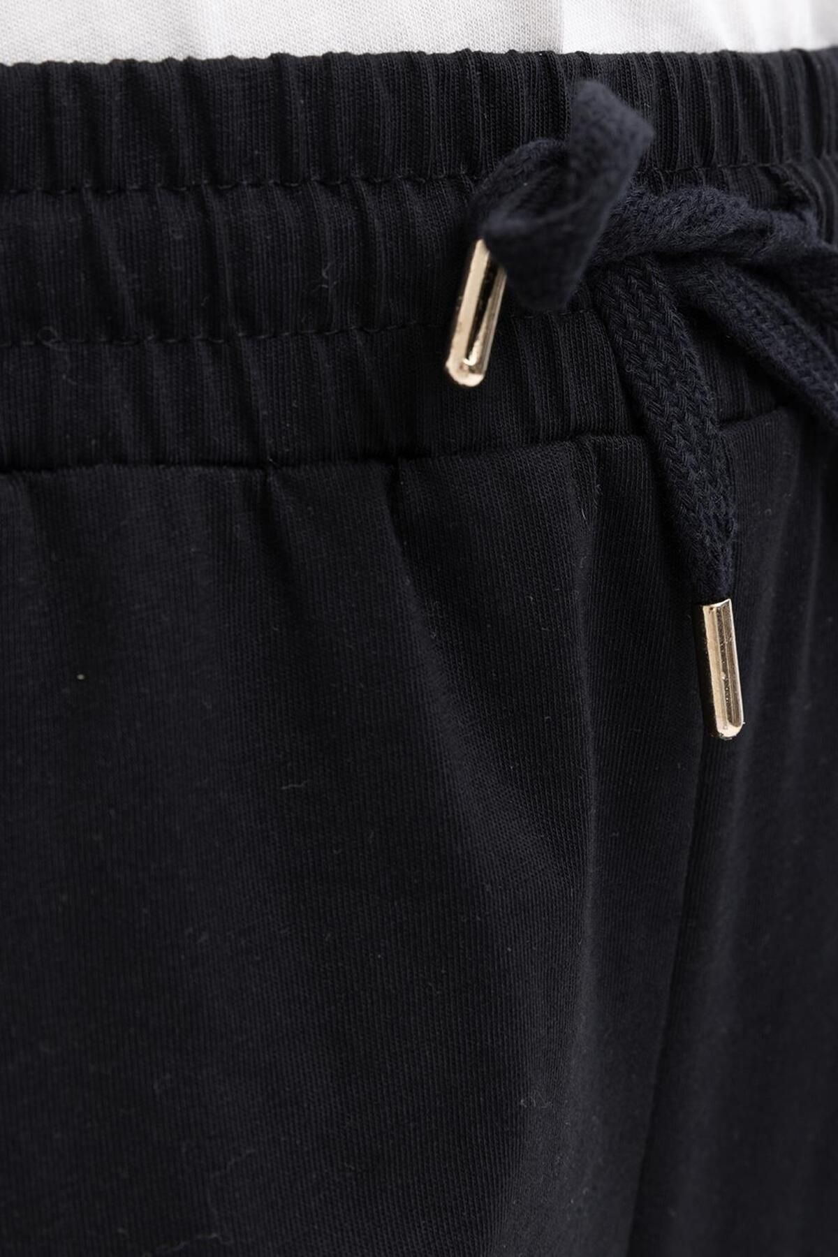 ALLDAY-Black-Waist Elastic Slouchy Trousers 5