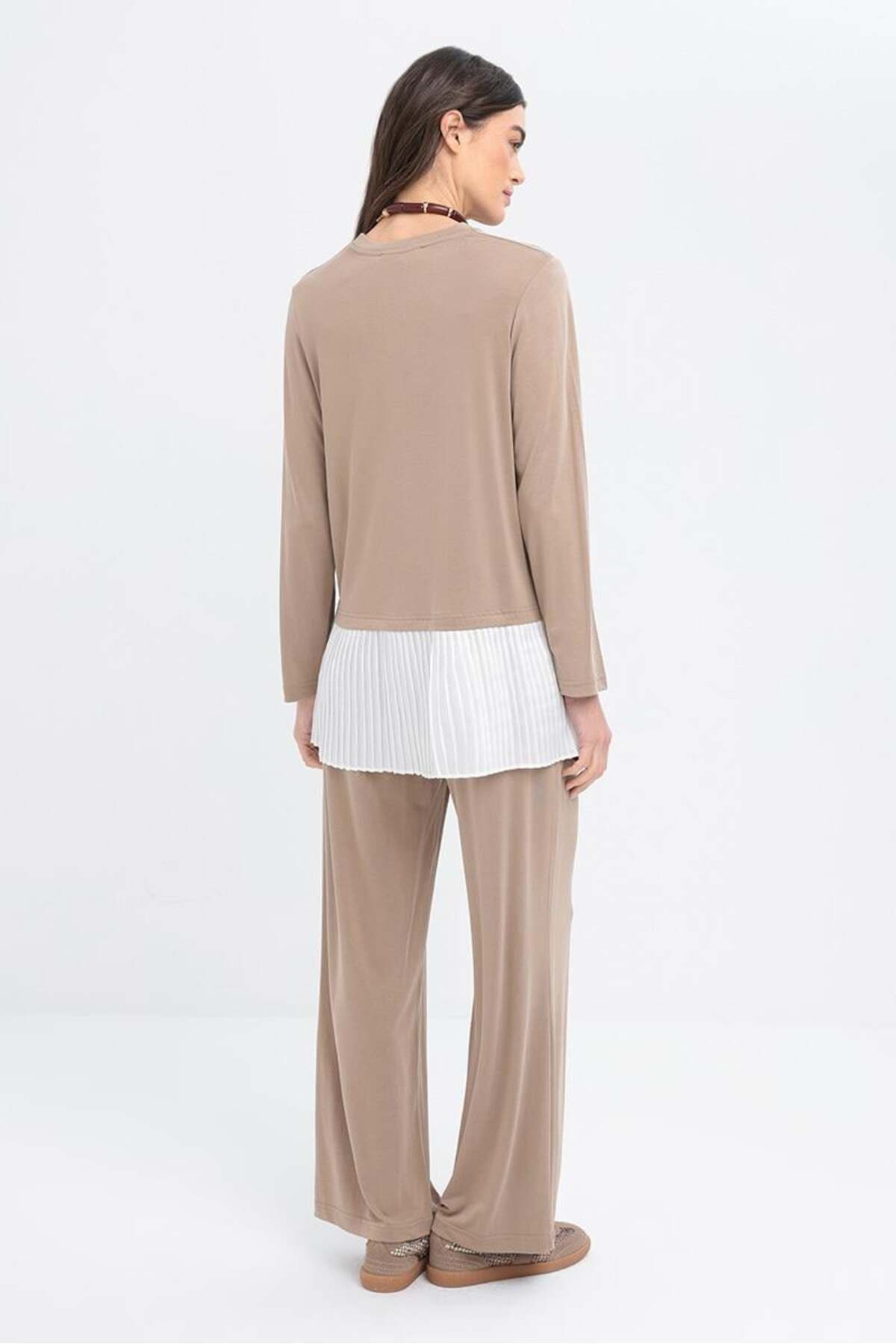 ALLDAY-Mink-Pile Garnished Lycra Trousers Suit 4
