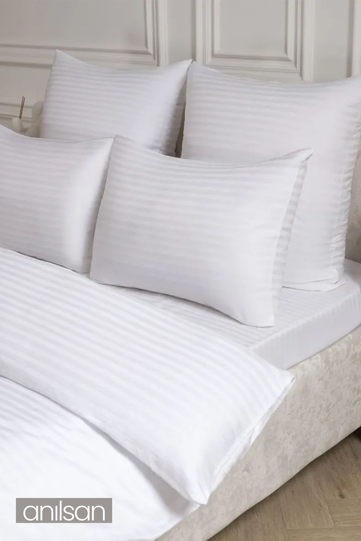 Anılsan-83 String Striped Satin Bedsheet - Single and Double, Home and Hotel Bedsheet, Simple and Elegant 4