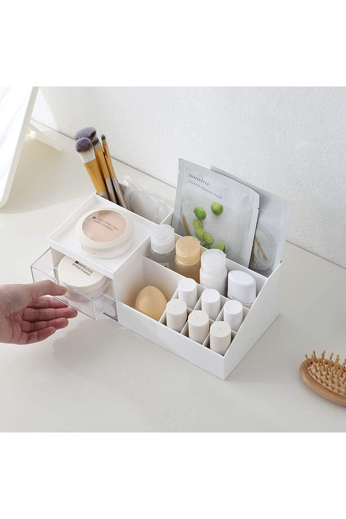 COOYA-Makeup Organizer, Desk Organizer with Drawers, for Office Supplies Cosmetics Jewelry Parts 3