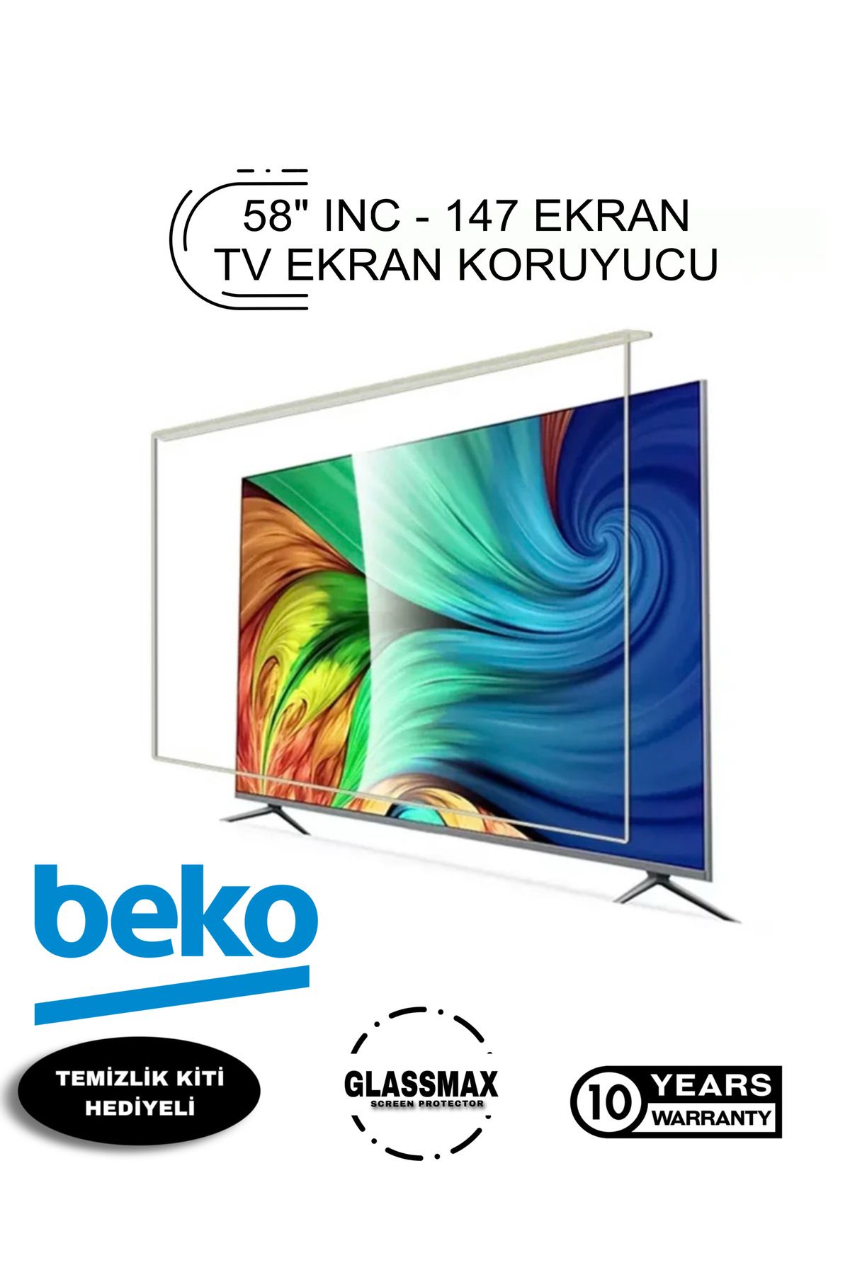 Glassmax Beko 58PUS6500 Uyumlu 58" Inç 147 Ekran Tv Ekran Koruyucu