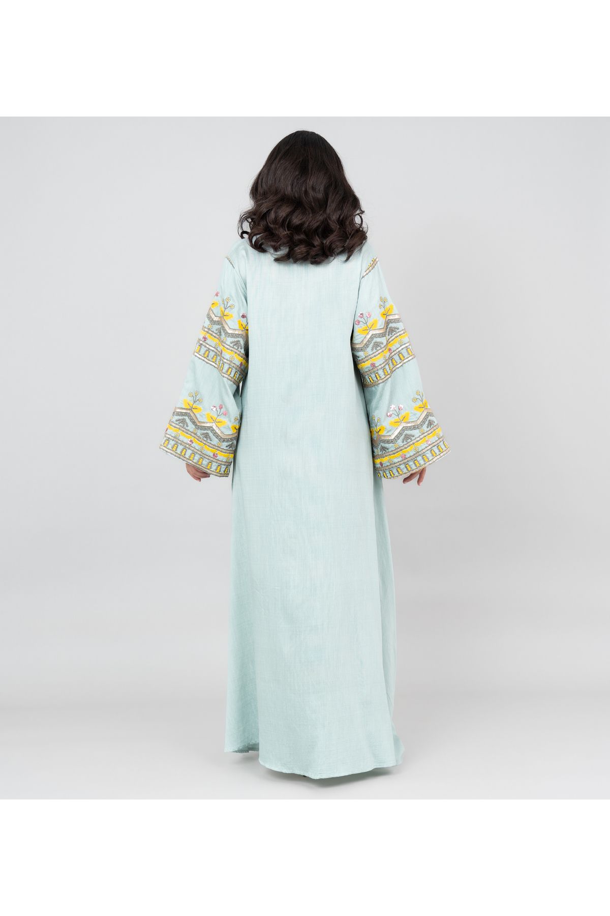 IKKXA-Solid Embroidery Jalabiya with Pocket 4