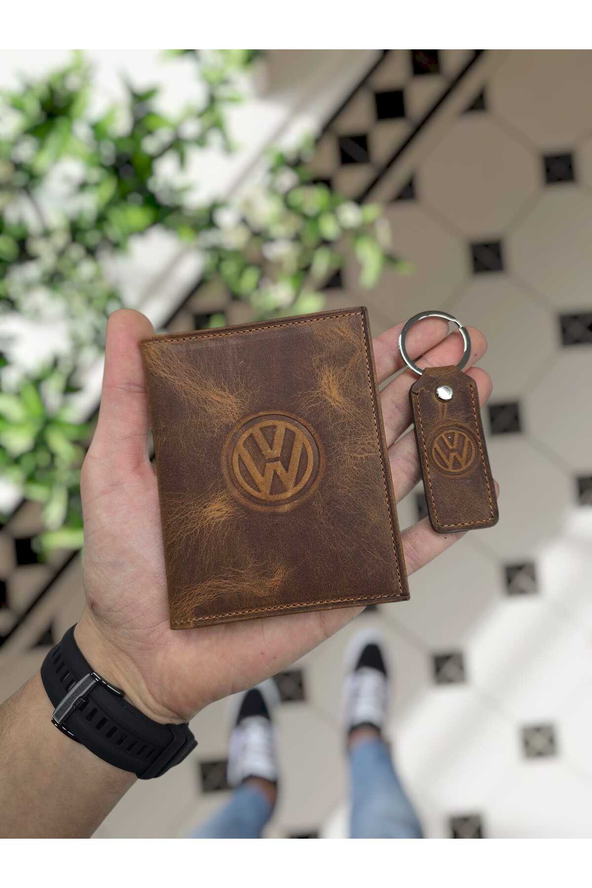 1904 Genuine Leather Vehicle License Case Custom Bag And Leather Keychain