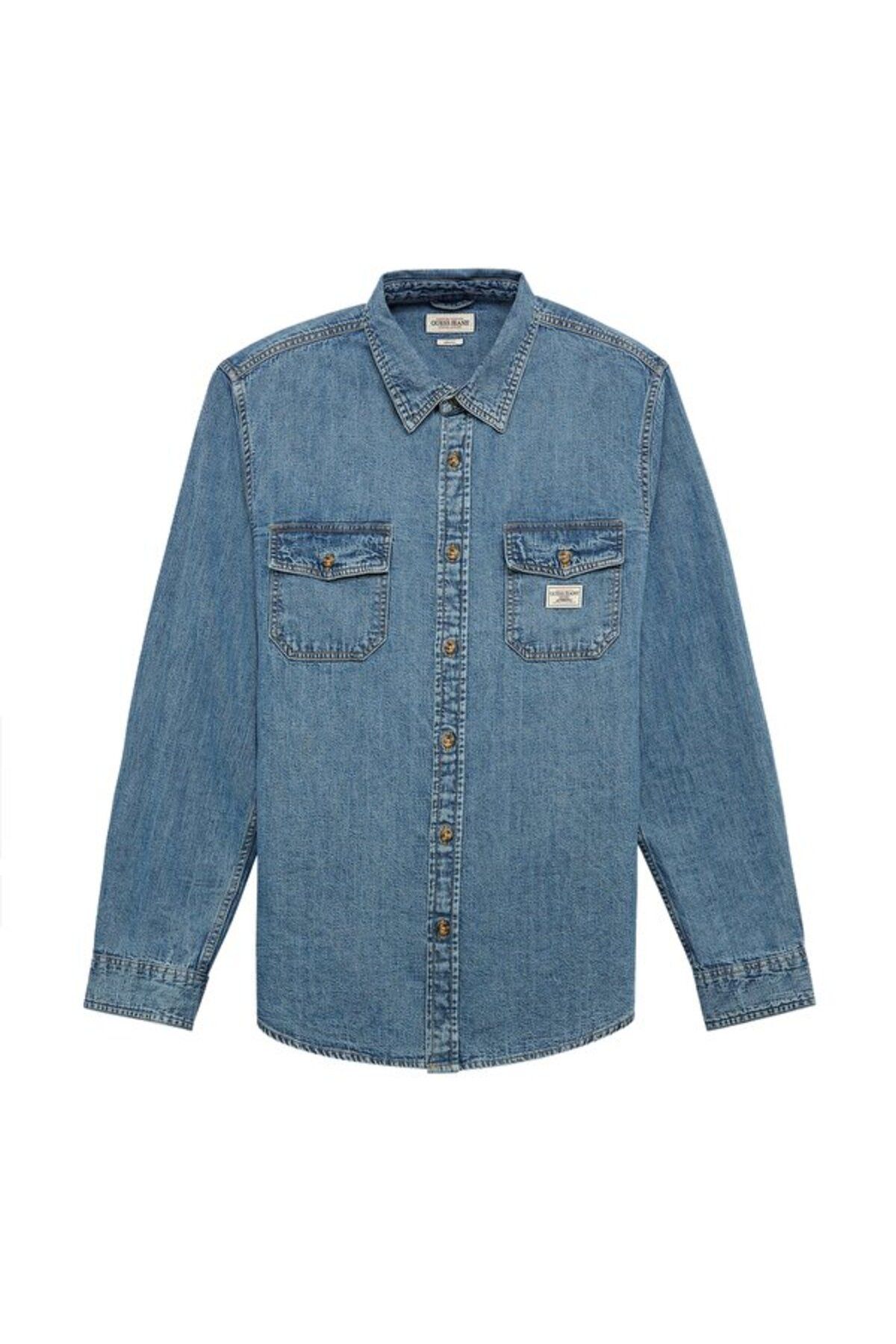 Guess-Cămașă din denim pentru bărbați, cu croiala normală 7