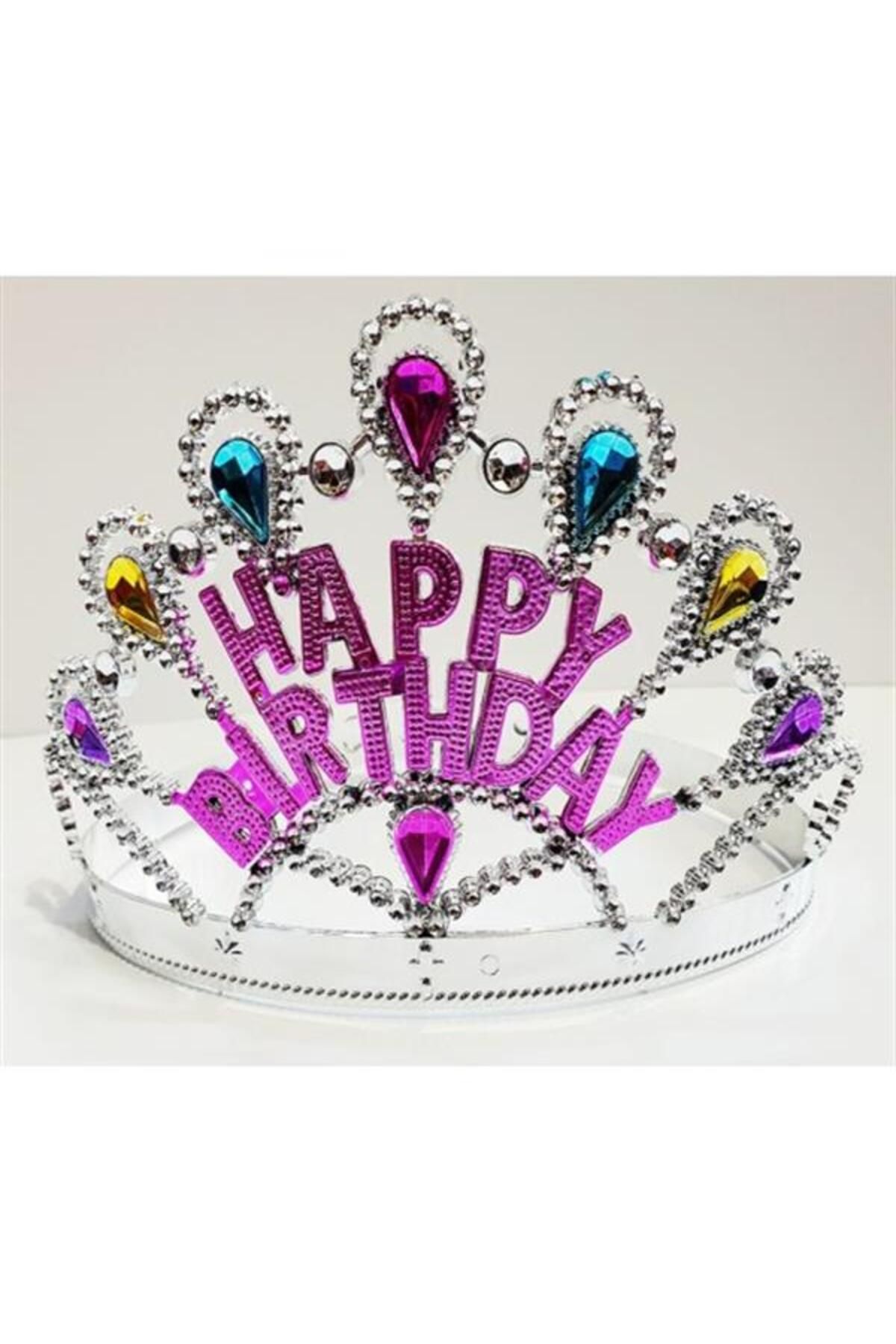 ÖYKÜ VE YİĞİT Gümüş Renk Happy Birthday Yazılı Doğum Günü Tacı