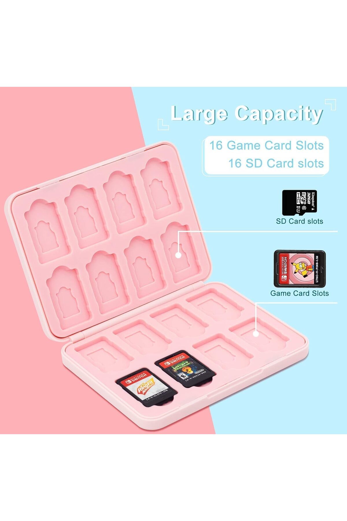 COOYA-Game Card Case, Portable Storage Case, Portable Game Cartridge, Cute Strawberry Pattern Storage Box 3