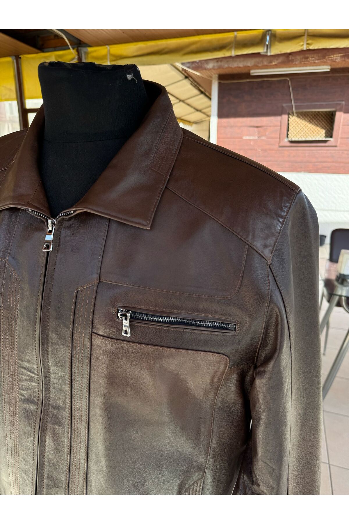 Şahan Deri Denizli  HS Fındık Erkek Hakiki Deri Mont - Görsel 2