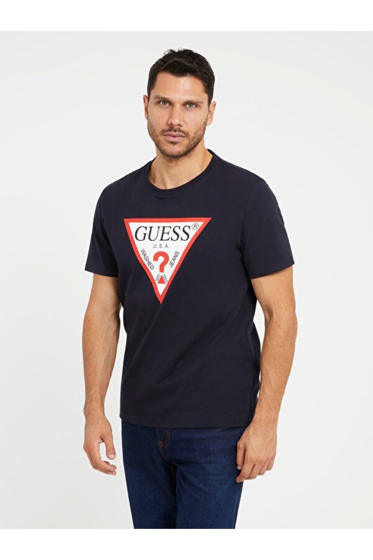 تی شرت باریک مردانه با لوگوی اصلی Cn Ss Guess