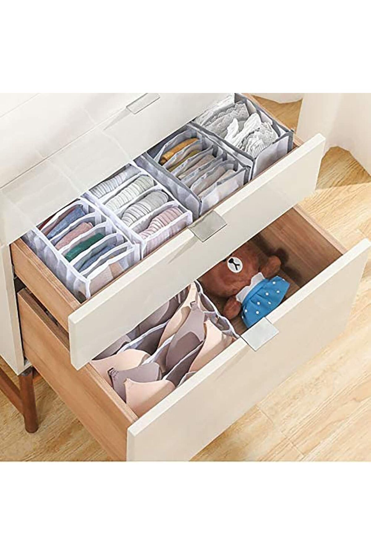 COOYA-3pcs Set Boxes for Arranging Drawers for Dnderwear, Clothes and Socks with A Large Capacity in White 6