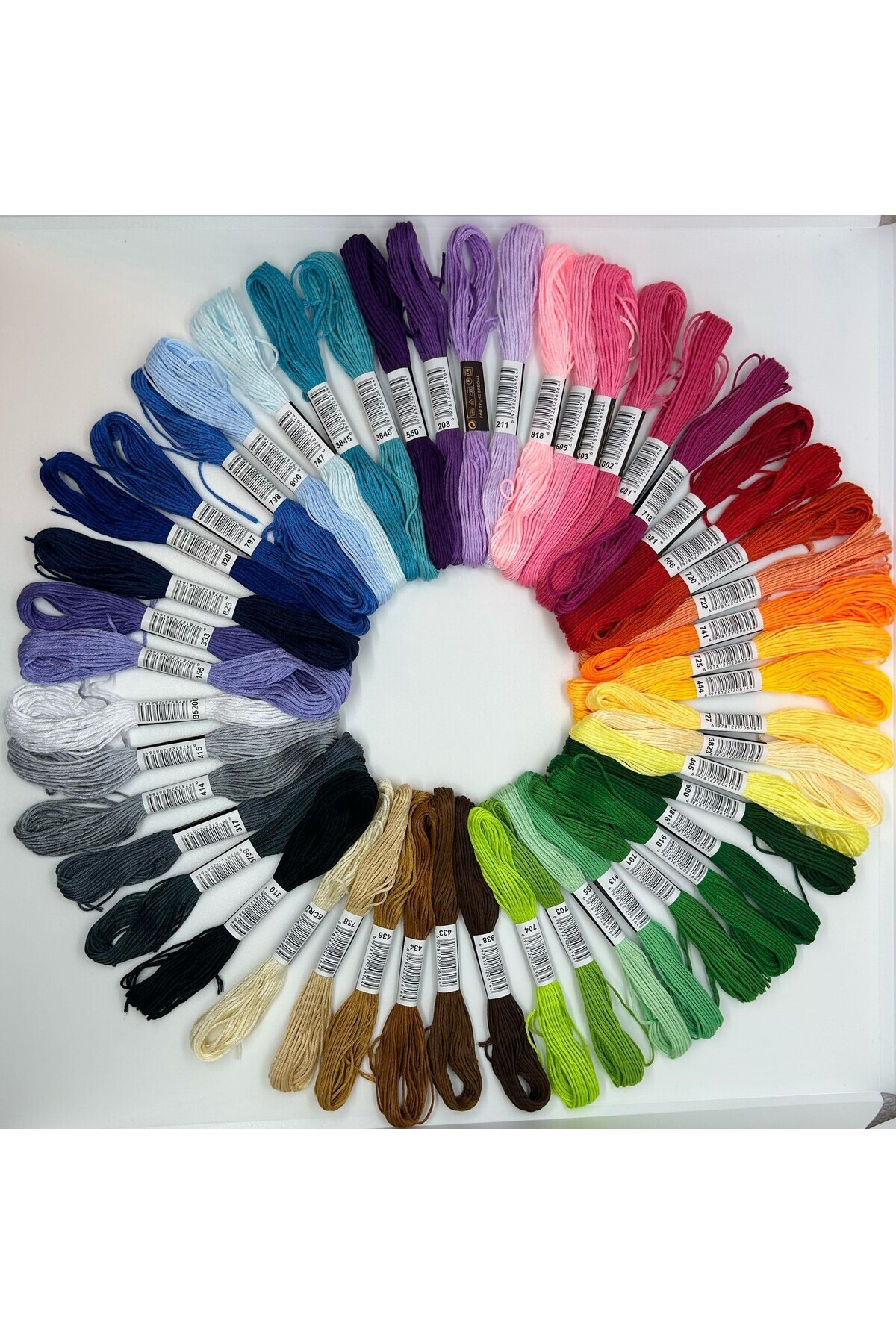 ALMİŞ 50 Adet Muline Çapraz Dikiş 8 Metre 6 Kat Farklı Renk Kanaviçe Nakış Rokoko Ipi