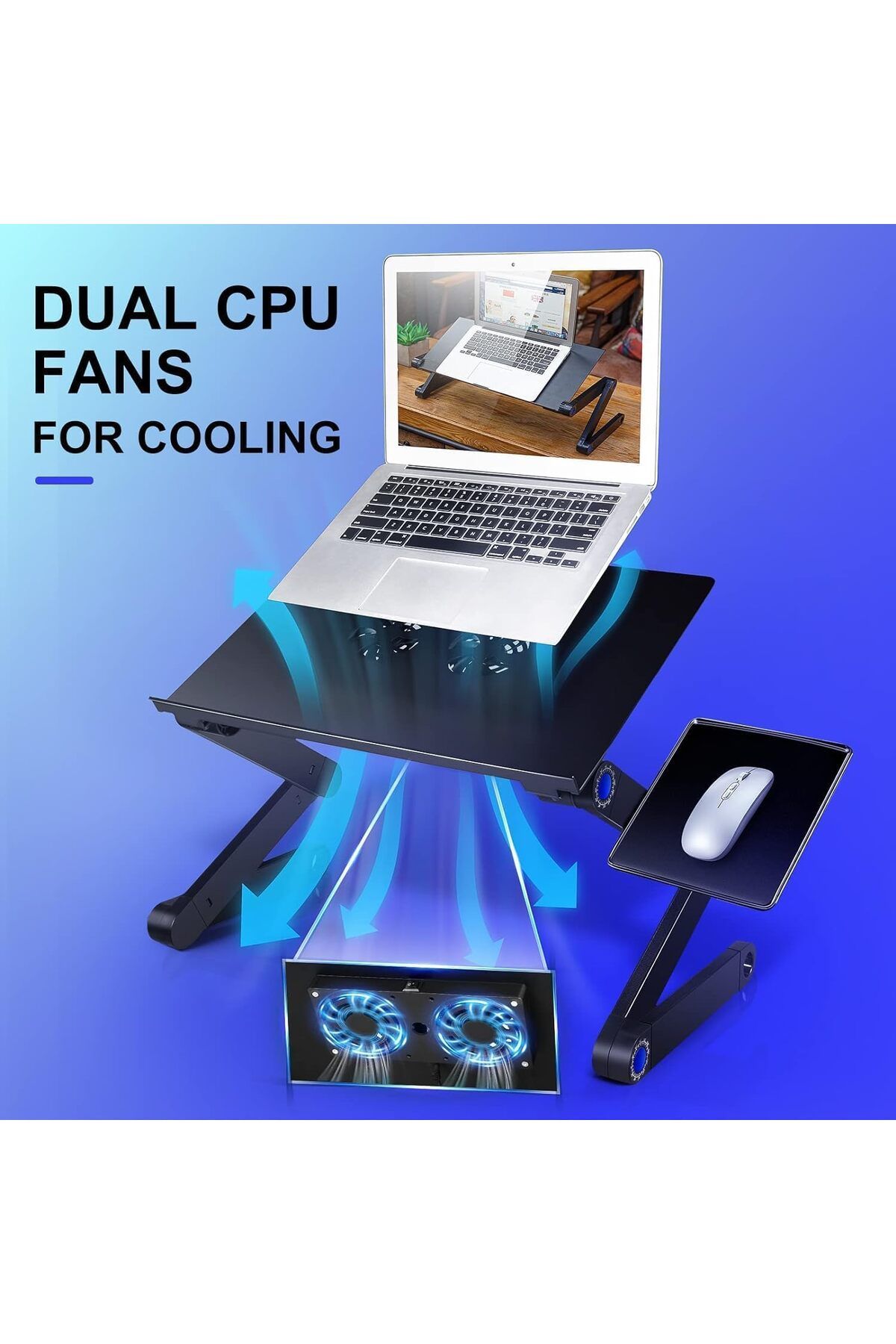 erorex-Height Adjustable Laptop Table Portable Computer Laptop Desk Foldable Table Workstation Notebook 4