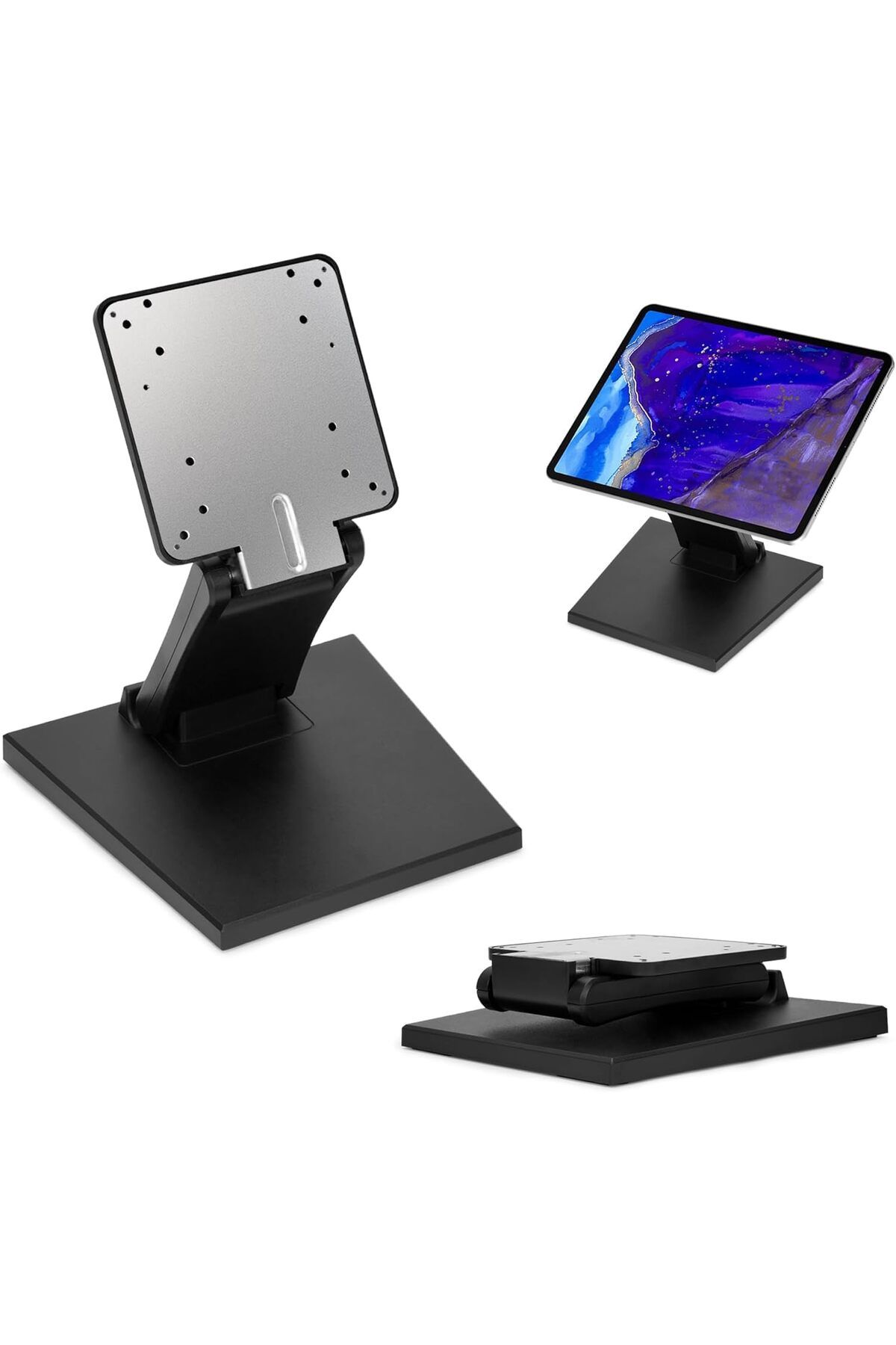 erorex-Lay Flat Monitor Stand Metal Foldable Low Profile Monitor Stands Adjustable Lcd Monitor Stand With 1