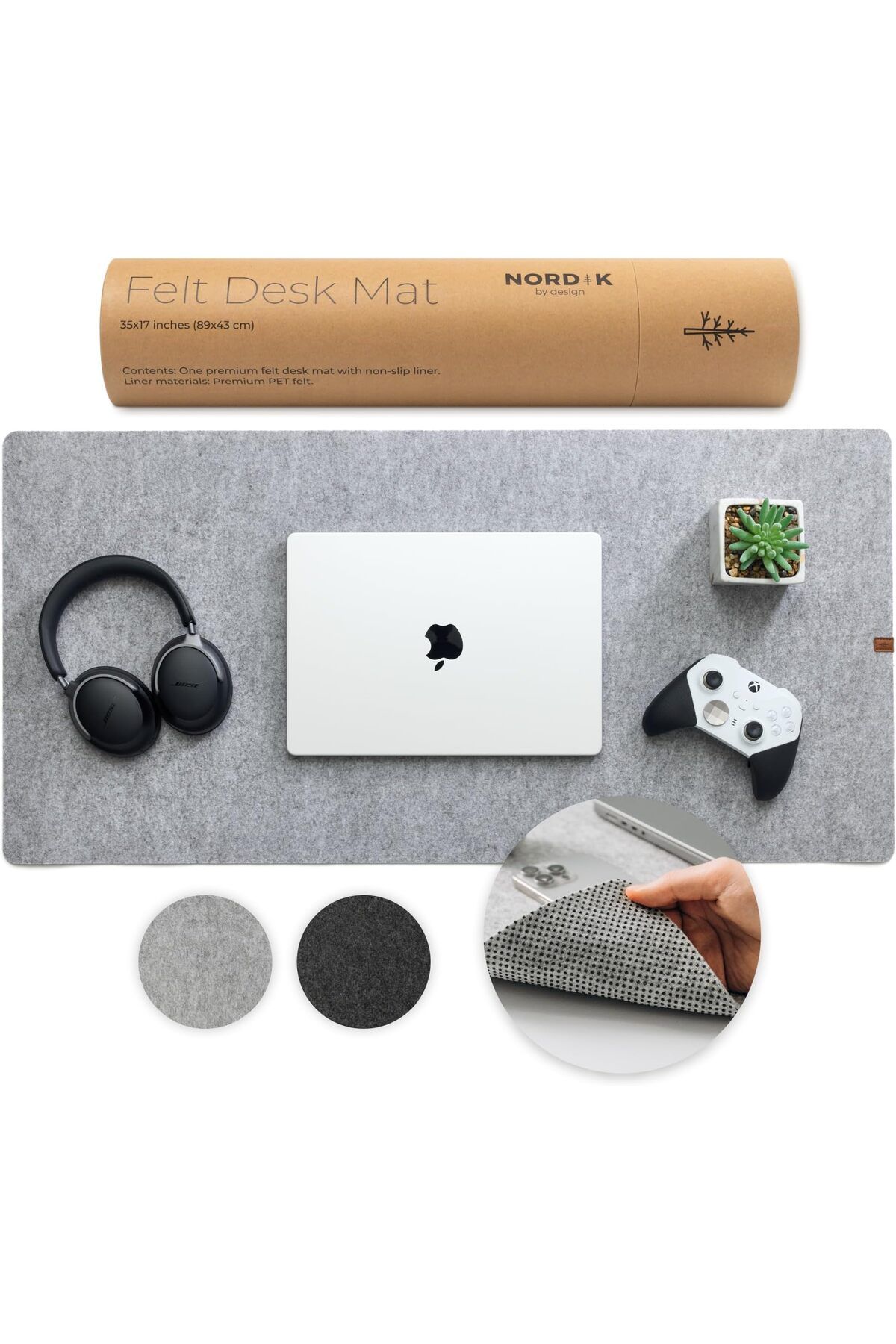 erorex-Large Felt Desk Mat Marle 35 X 17 Inch Full Desk Keyboard Mat Computer Desk Mat For Keyboard And 1
