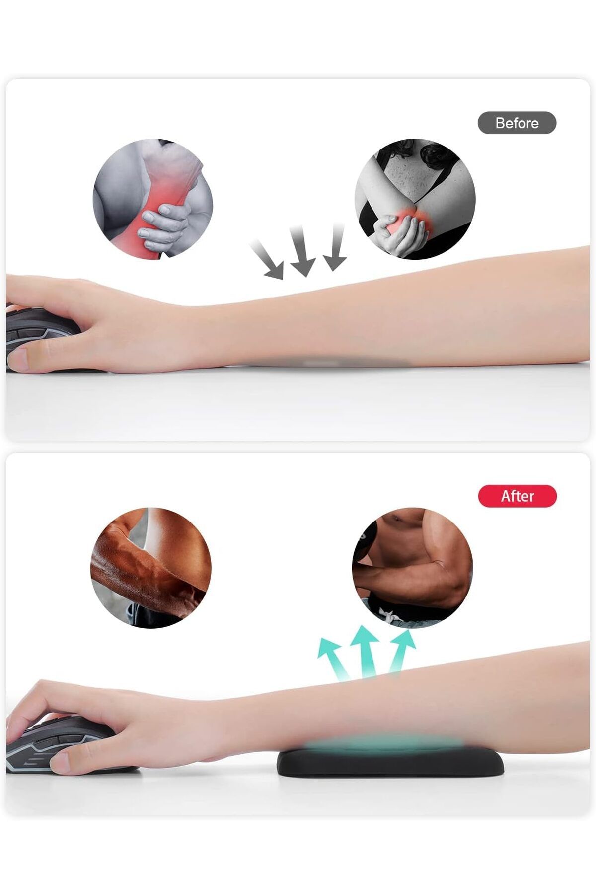 erorex-وسادة مسند المعصم، قطعتان من وسادات مسند الكوع للمكتب، وسادة مسند الكوع لتخفيف آلام الكوع، مسند ذراع الكمبيوتر 4