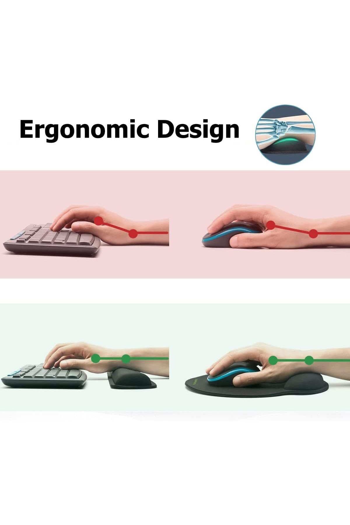 erorex-وسادة ماوس مريحة مع مسند معصم للوحة المفاتيح للألعاب والعمل مصنوعة من إسفنج الذاكرة غير القابل للانزلاق 6