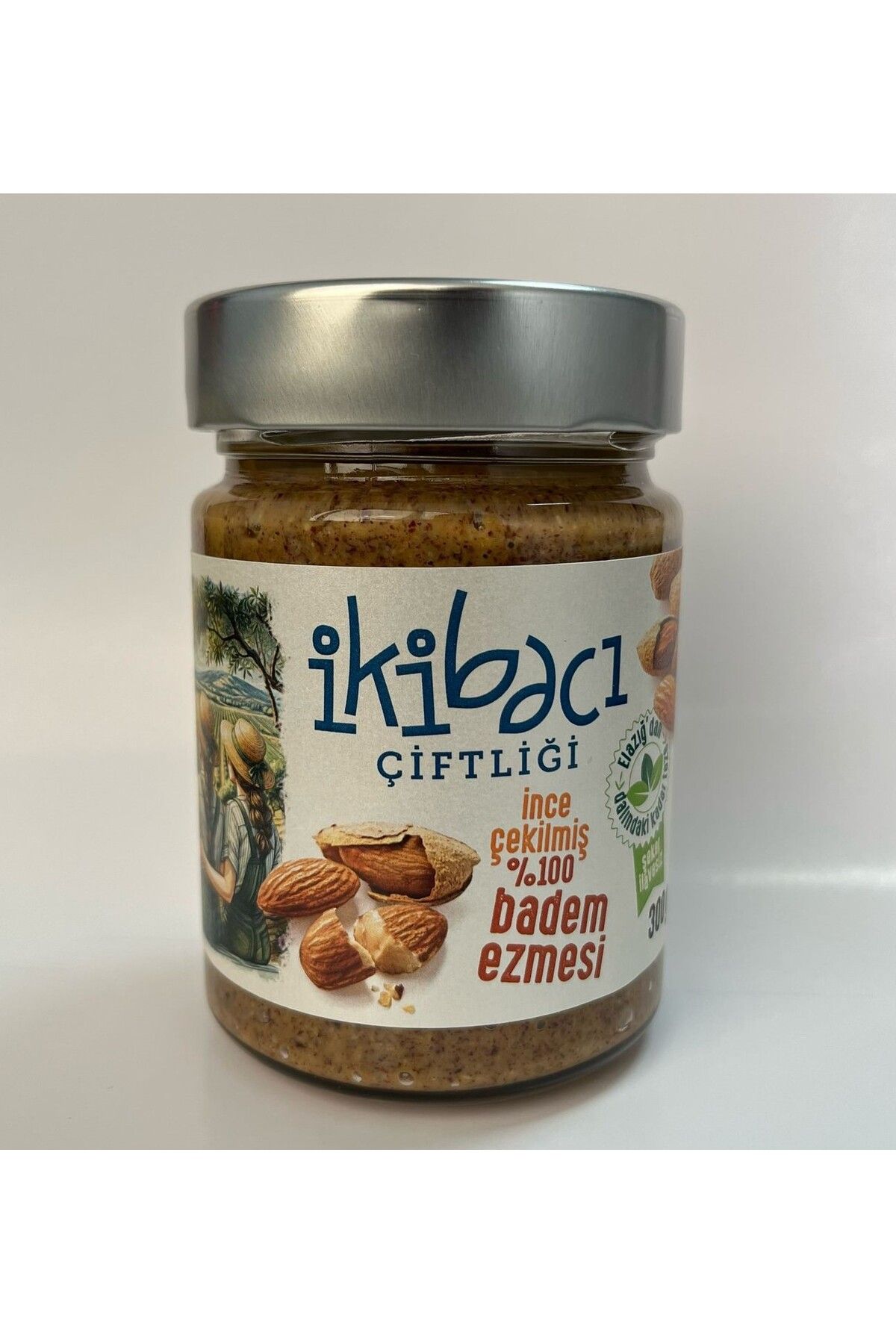 ikibacıçiftliği Şeker ilavesiz Katkısız %100 Badem Ezmesi (İNCE ÇEKİLMİŞ) 300gr