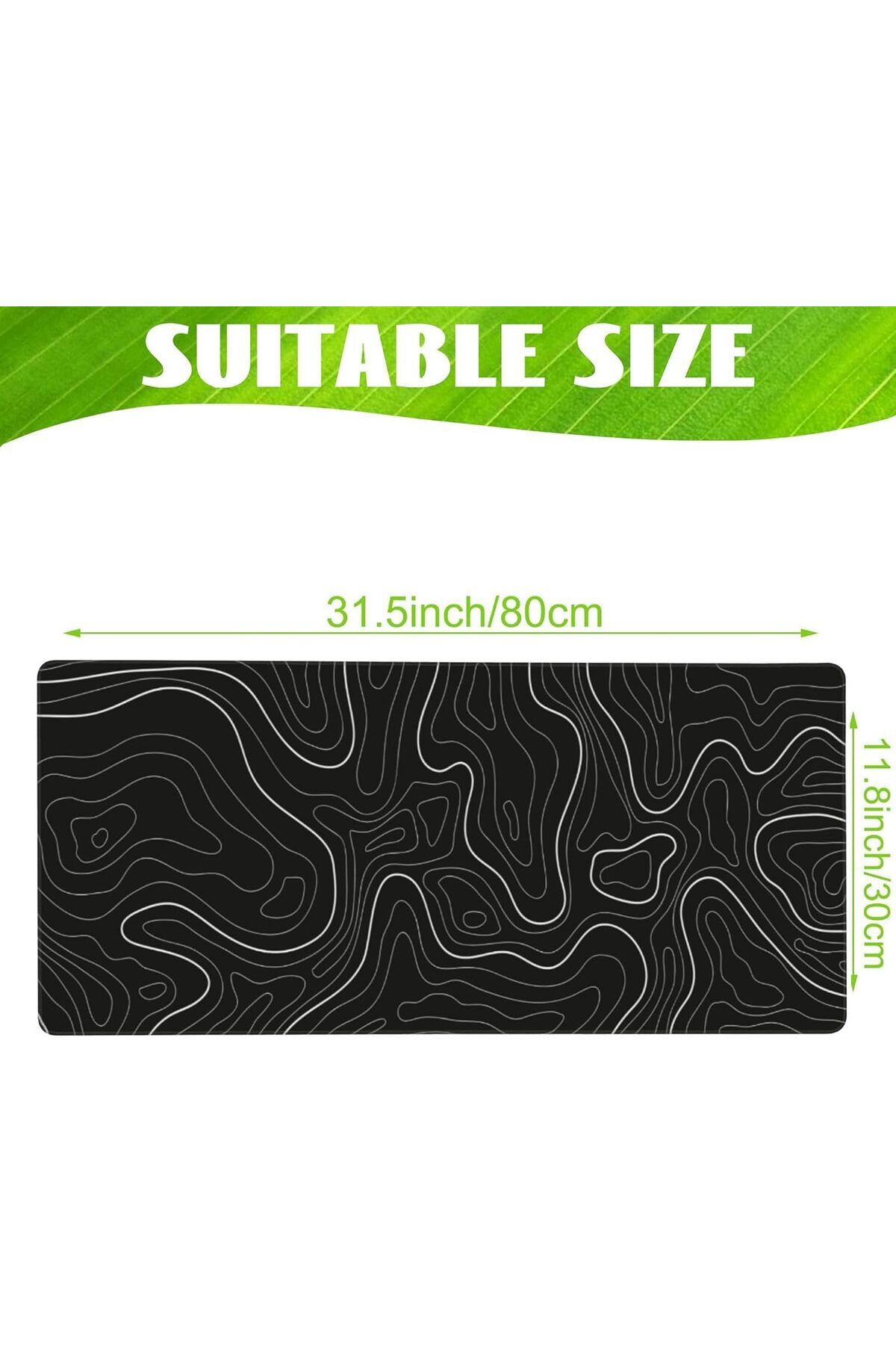 erorex-Super Smooth Fabric Minimalist Desk Mat Topographic Pattern Gaming Mouse Pad Large Desk Pad With 2