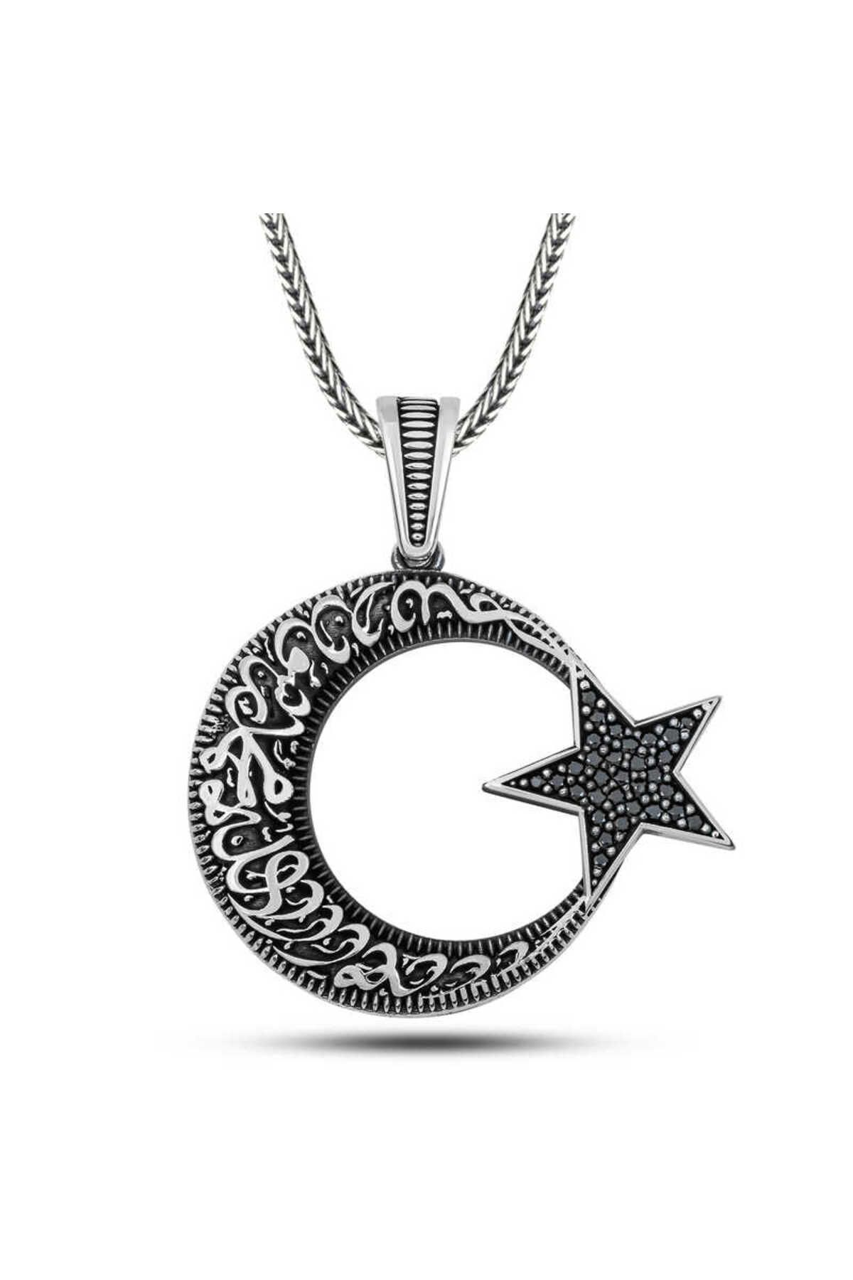 hayalimsah Gümüş Kelime-i Tevhid Yazılı Taşlı Erkek Kolye