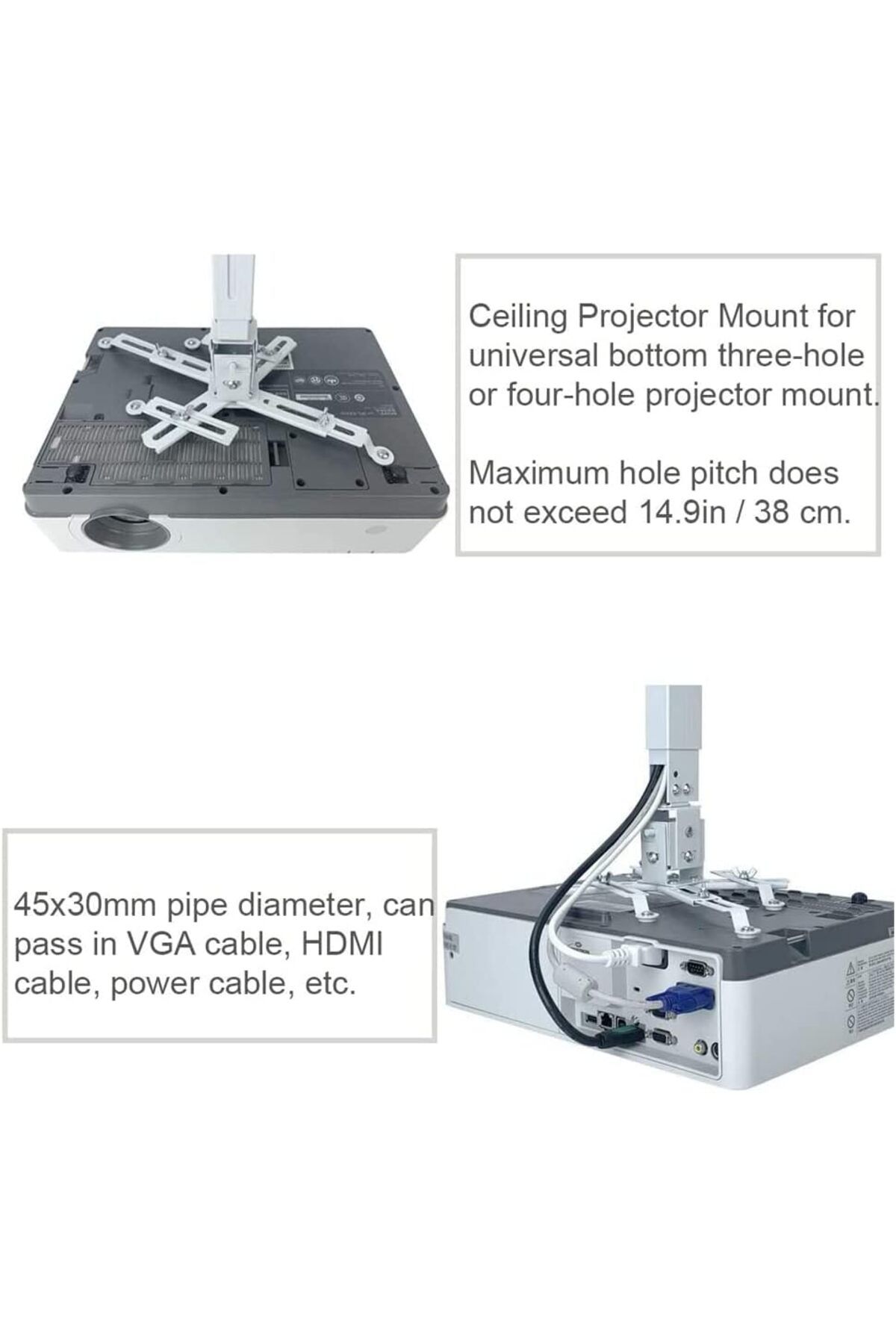 erorex-Universal Lcd Dlp Adjustable Projector Ceiling Mount Bracket Compatible With Epson Benq Optoma 3