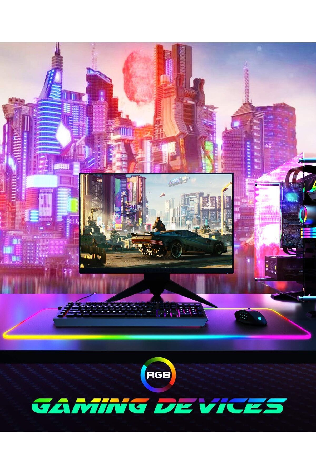erorex-لوحة ماوس ألعاب RGB كبيرة وناعمة ممتدة مزودة بإضاءة LED مع 14 وضع إضاءة ومستويين من السطوع 6
