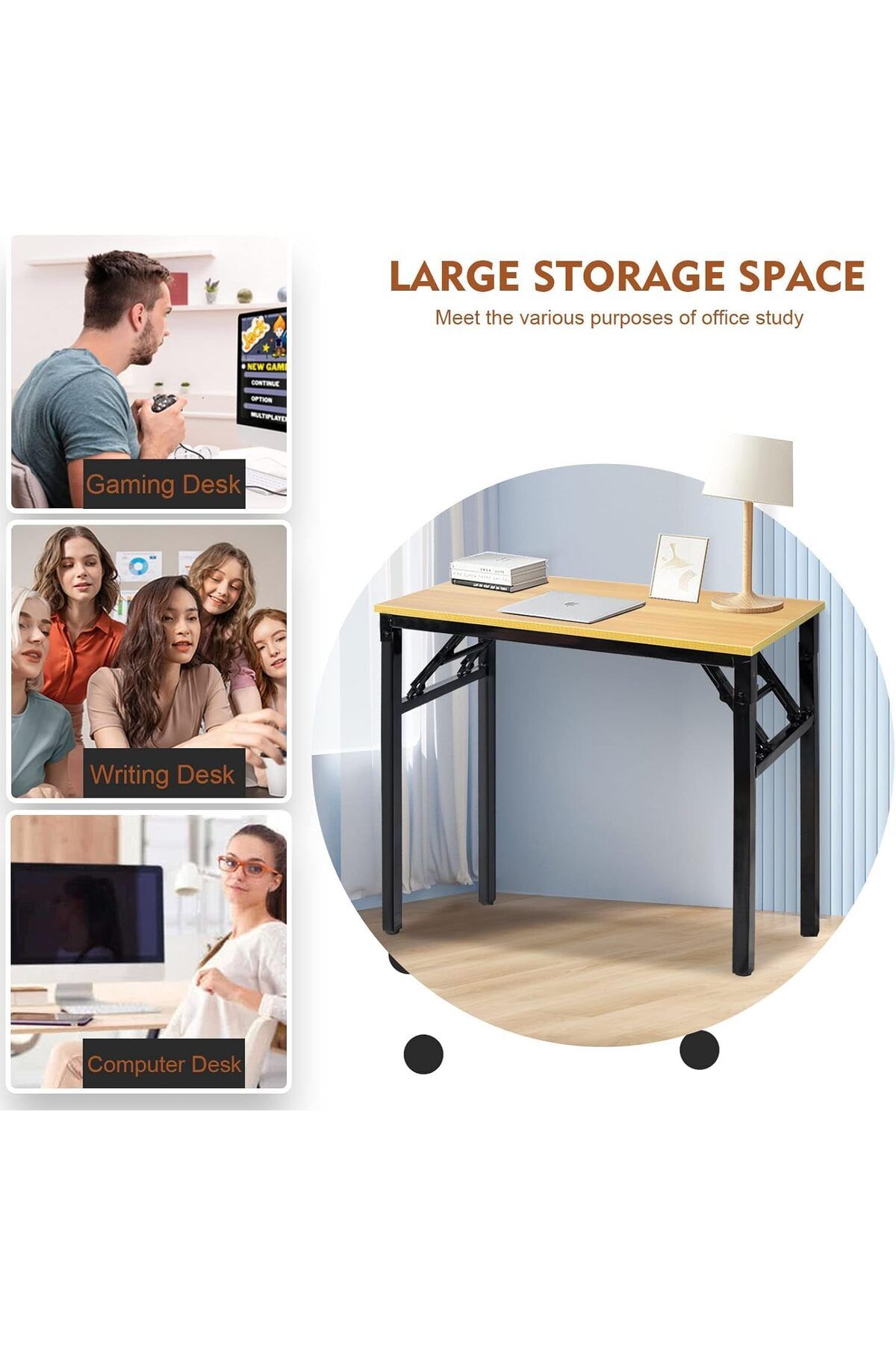 erorex-طاولة قابلة للطي 80×40×75 سم، مكتب محمول متعدد الوظائف مع ارتفاع قابل للتعديل للتخييم والكمبيوتر 6