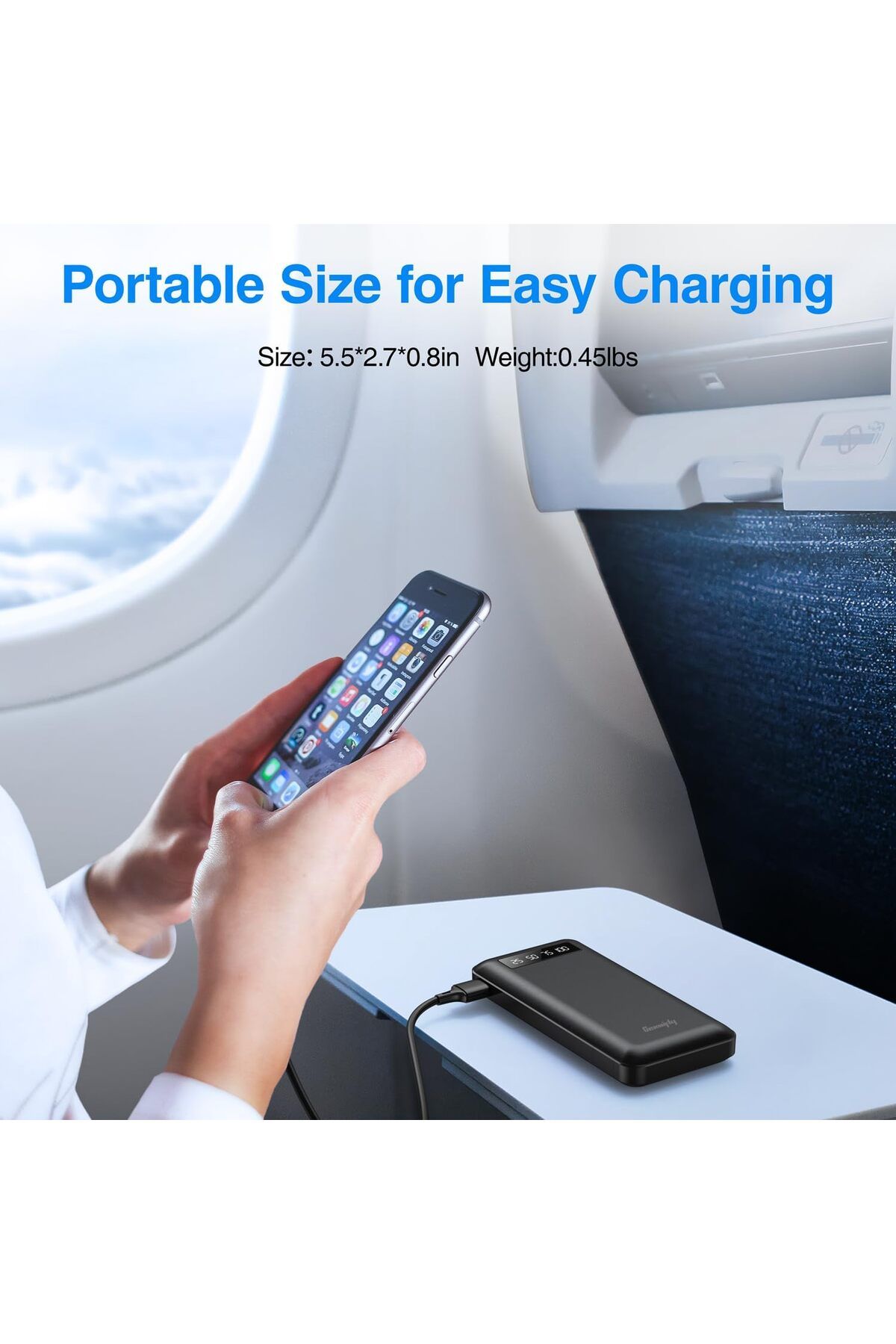 erorex-Power Bank 10000Mah With Built In Cable Portable Charger 4 Outputs 2 Inputs Built In Phone Stand 6