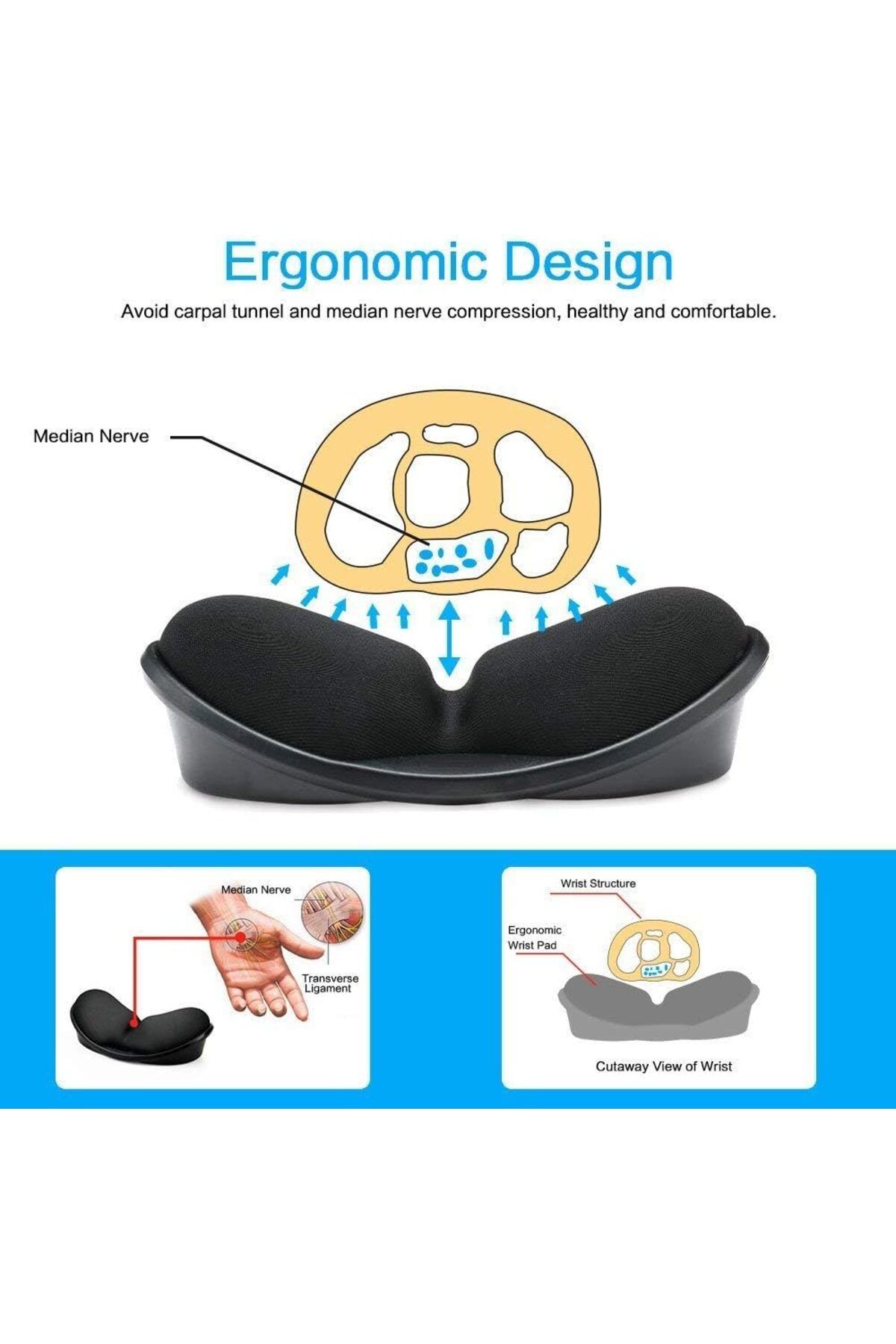 erorex-وسادة ماوس من إسفنج الذاكرة، وسادة دعم معصم الماوس من إسفنج الذاكرة المريح، وسادة مضادة للانزلاق 4