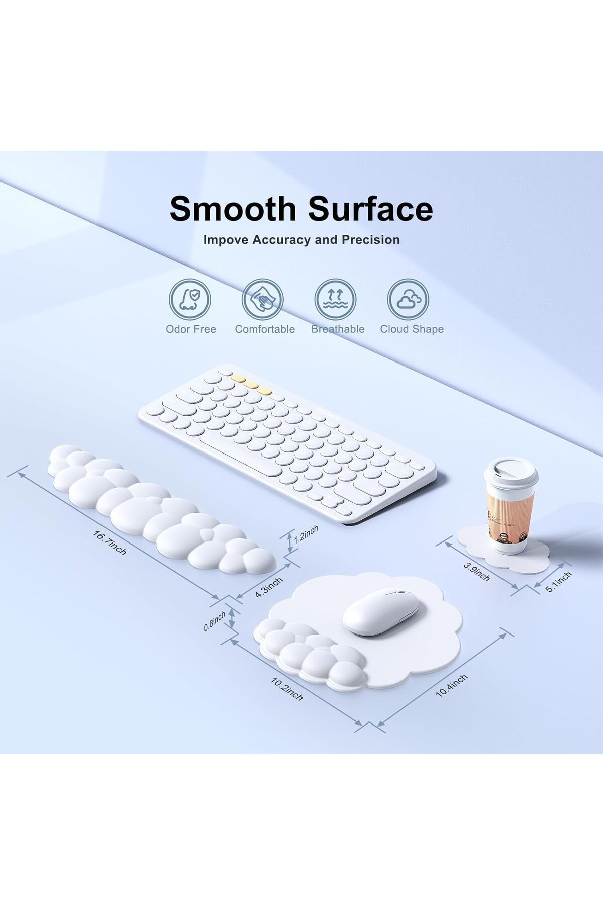 erorex-مسند معصم لوحة مفاتيح Cloud وسادة معصم Cloud لوحة مفاتيح مسند معصم لوحة مفاتيح Cloud لوحة ماوس جلدية PU 6