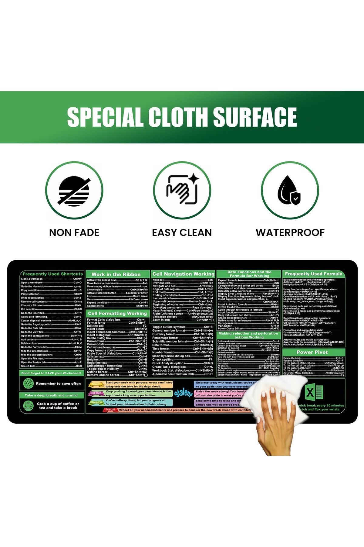 erorex-Excel Shortcuts Mouse Pad 35.4 Inch X15.7 Inch Keyboard Shortcut Mousepad Xxl Extended Office Desk 5