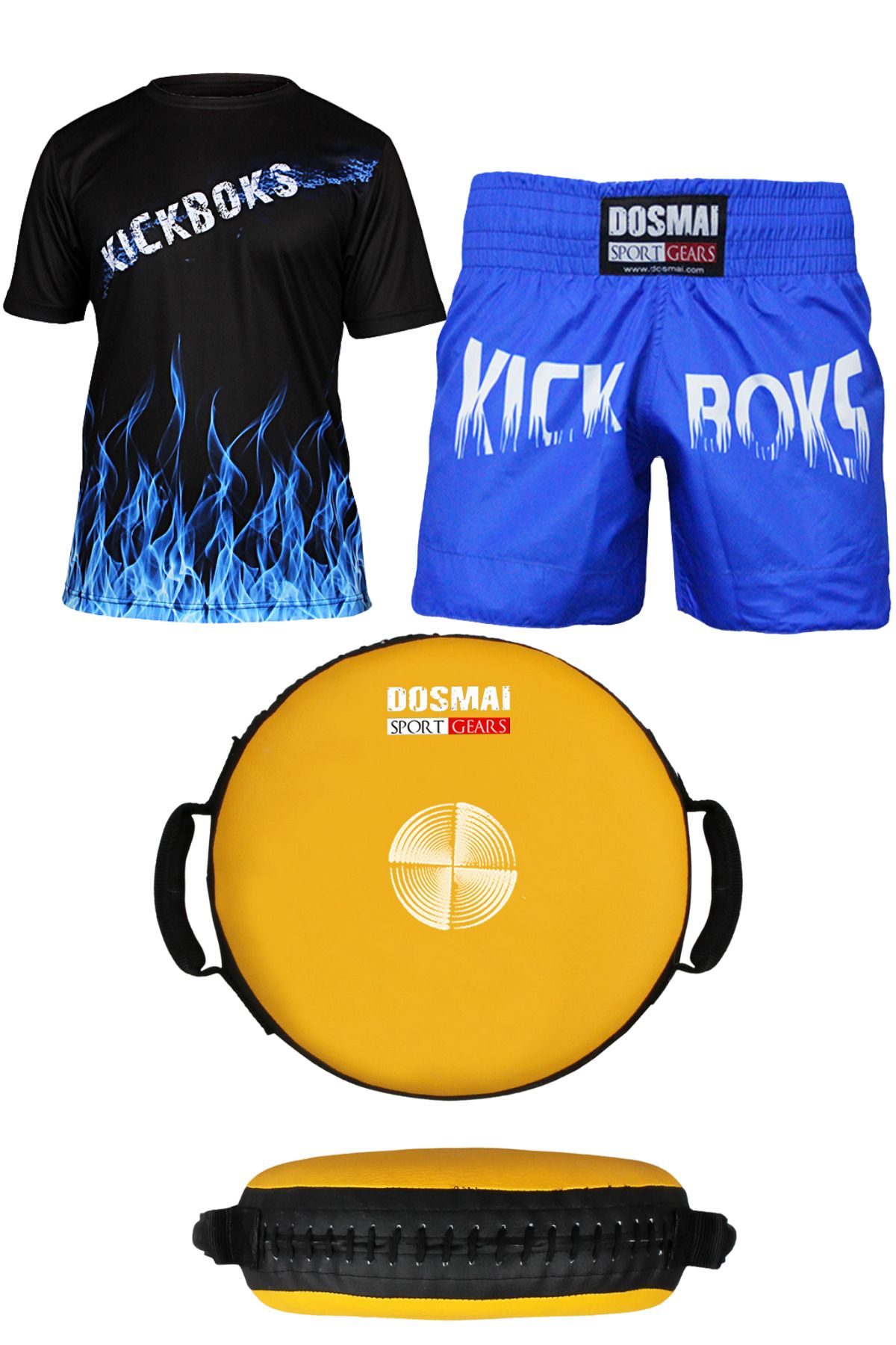 DO-SMAI Kick Boks Seti T-Shirt, Şort Darbe Emici Yastık Antrenman Lapası Seti