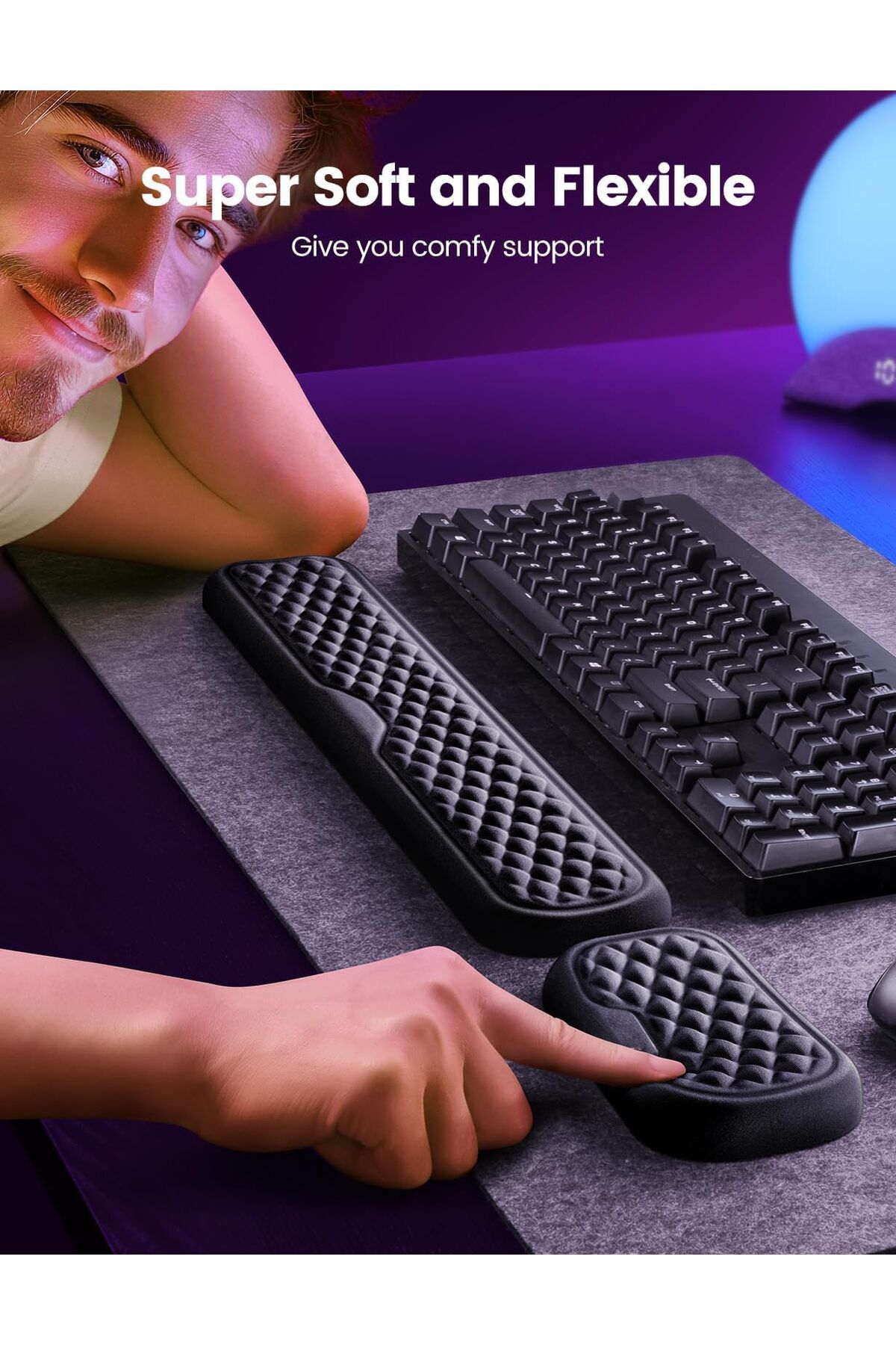 erorex-وسادة مسند معصم مريحة للوحة المفاتيح والفأرة من إسفنج الذاكرة، وسادة دعم معصم مريحة للوحة المفاتيح 5