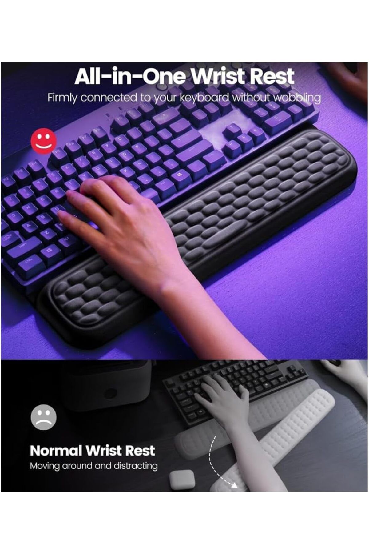 erorex-Keyboard Wrist Rest With Stickers Full Mechanical Keyboard Support Pad Desk Ergonomic Cushion For 4