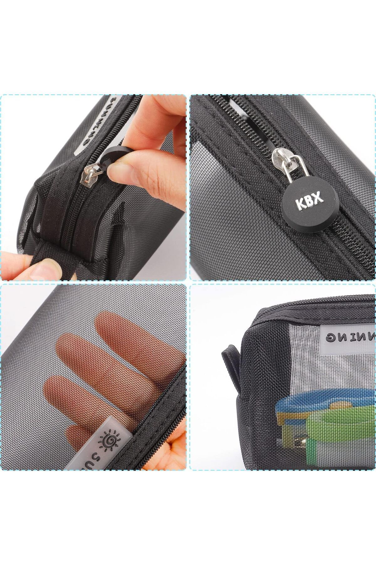 erorex-2 Pcs Mesh Pencil Case Pen Pencil Cases See Through Pencil Case With Zipper For Exams Transparent 4