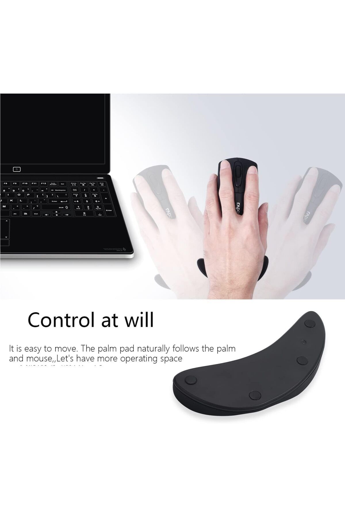 erorex-2 Pcs Ergonomic Gliding Palm Rest Soft Cooling Material Sliding Wrist Pad That Moves With Your 3