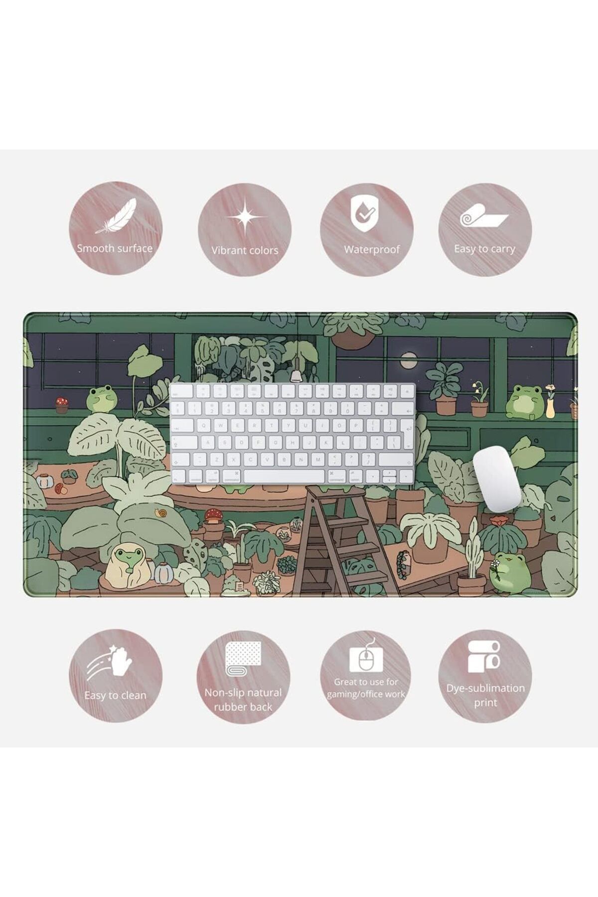 erorex-Frog Mouse Pad Desk Pad Green Desk Decor Mat Large Gaming Mouse Pad For Desk Computer Keyboard 6