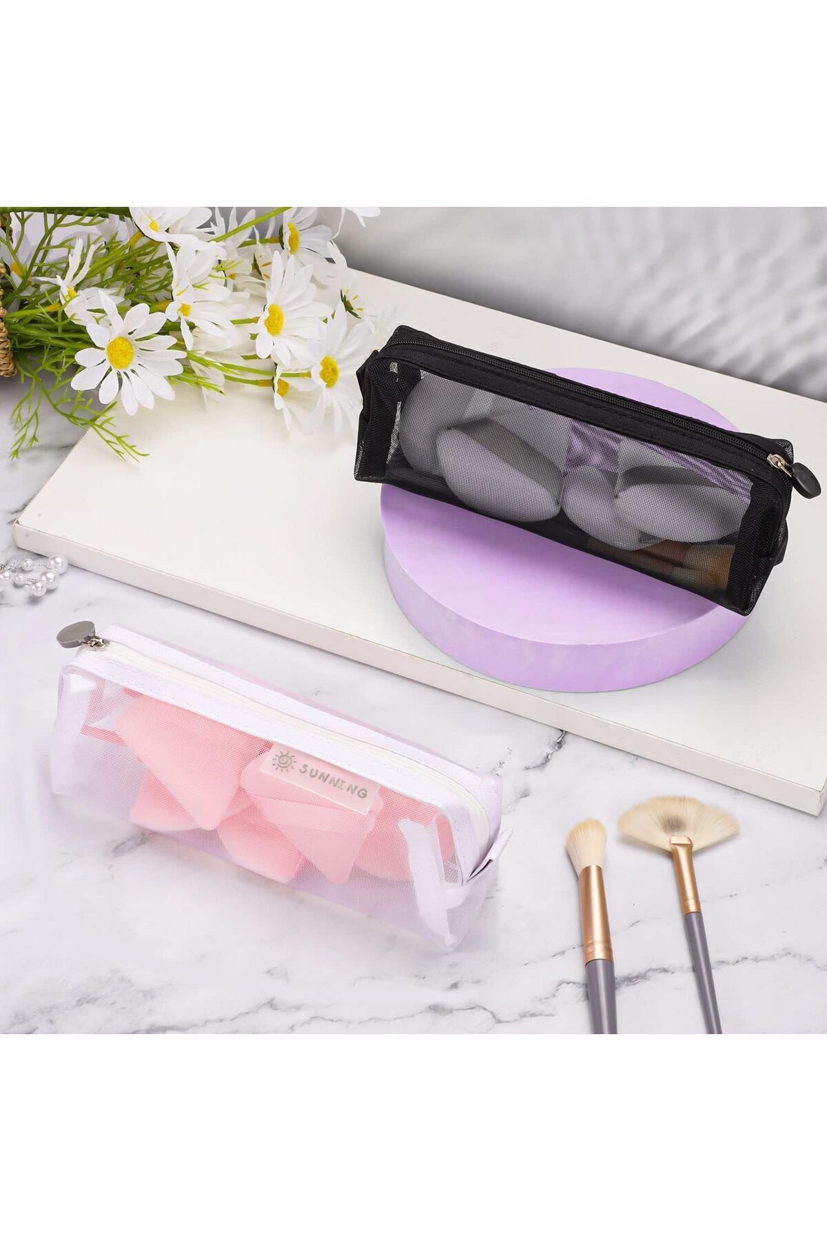 erorex-2 Pcs Mesh Pencil Case Pen Pencil Cases See Through Pencil Case With Zipper For Exams Transparent 5