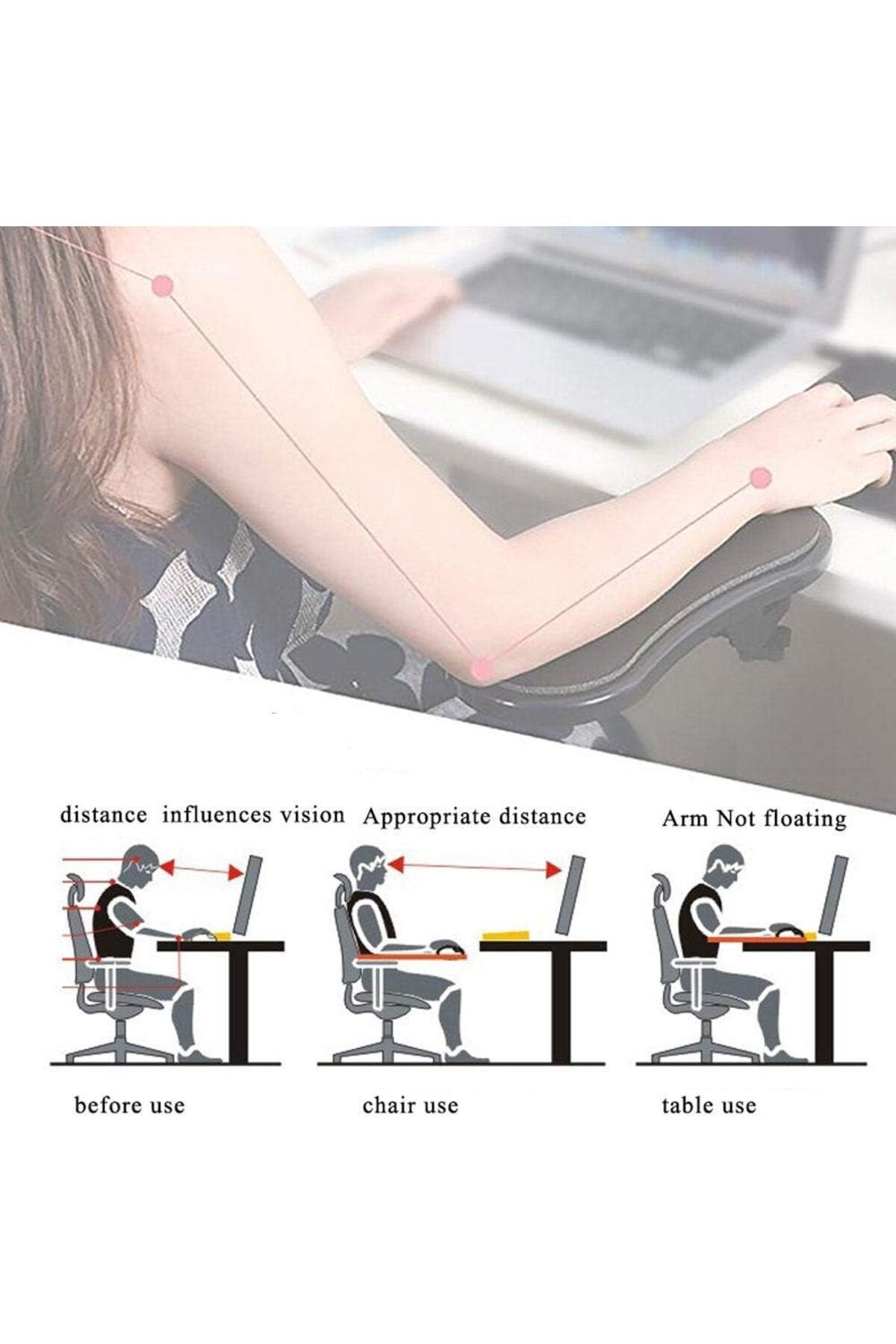 erorex-Computer Arm Rest Ergonomic Adjustable Arm Support For Desk Arm Shoulder Support For Home And Office 4