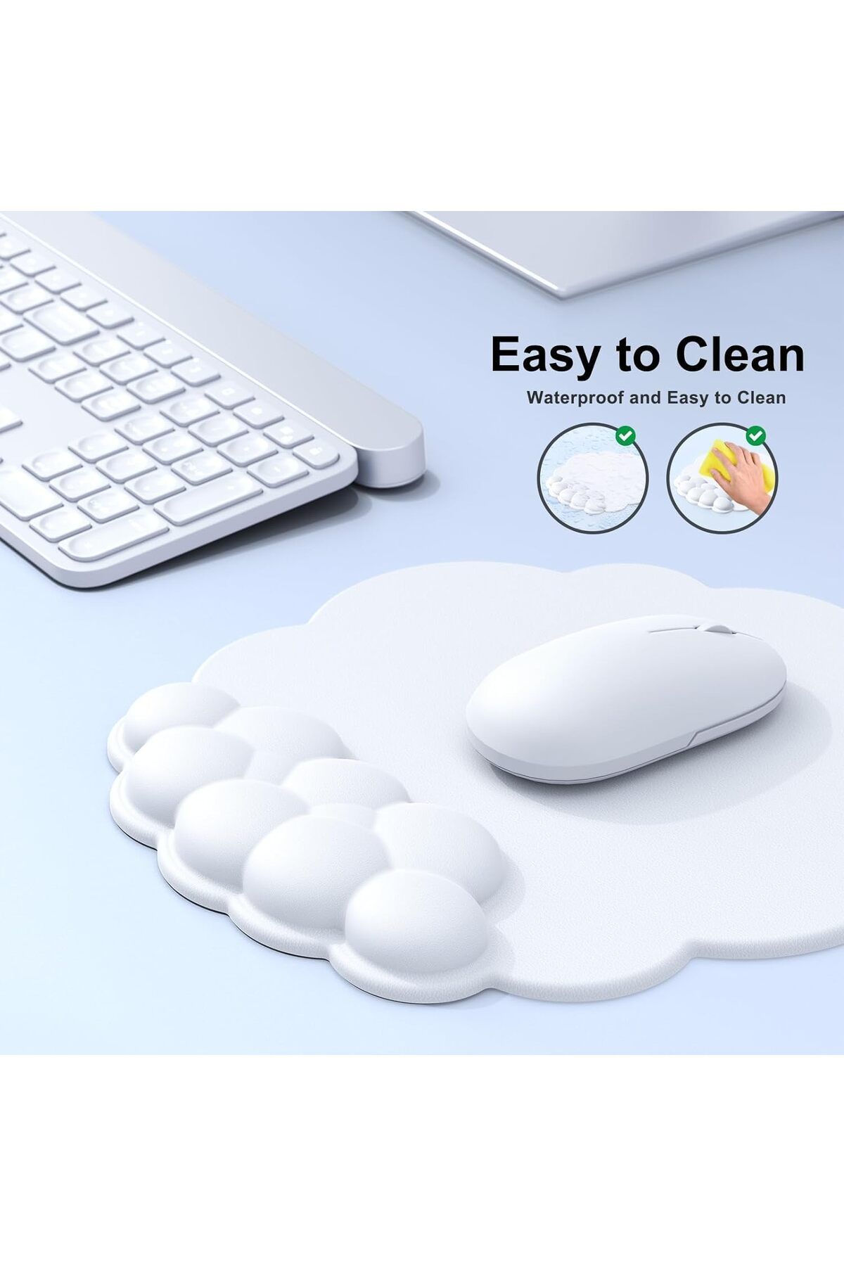 erorex-مسند معصم لوحة مفاتيح Cloud وسادة معصم Cloud لوحة مفاتيح مسند معصم لوحة مفاتيح Cloud لوحة ماوس جلدية PU 4