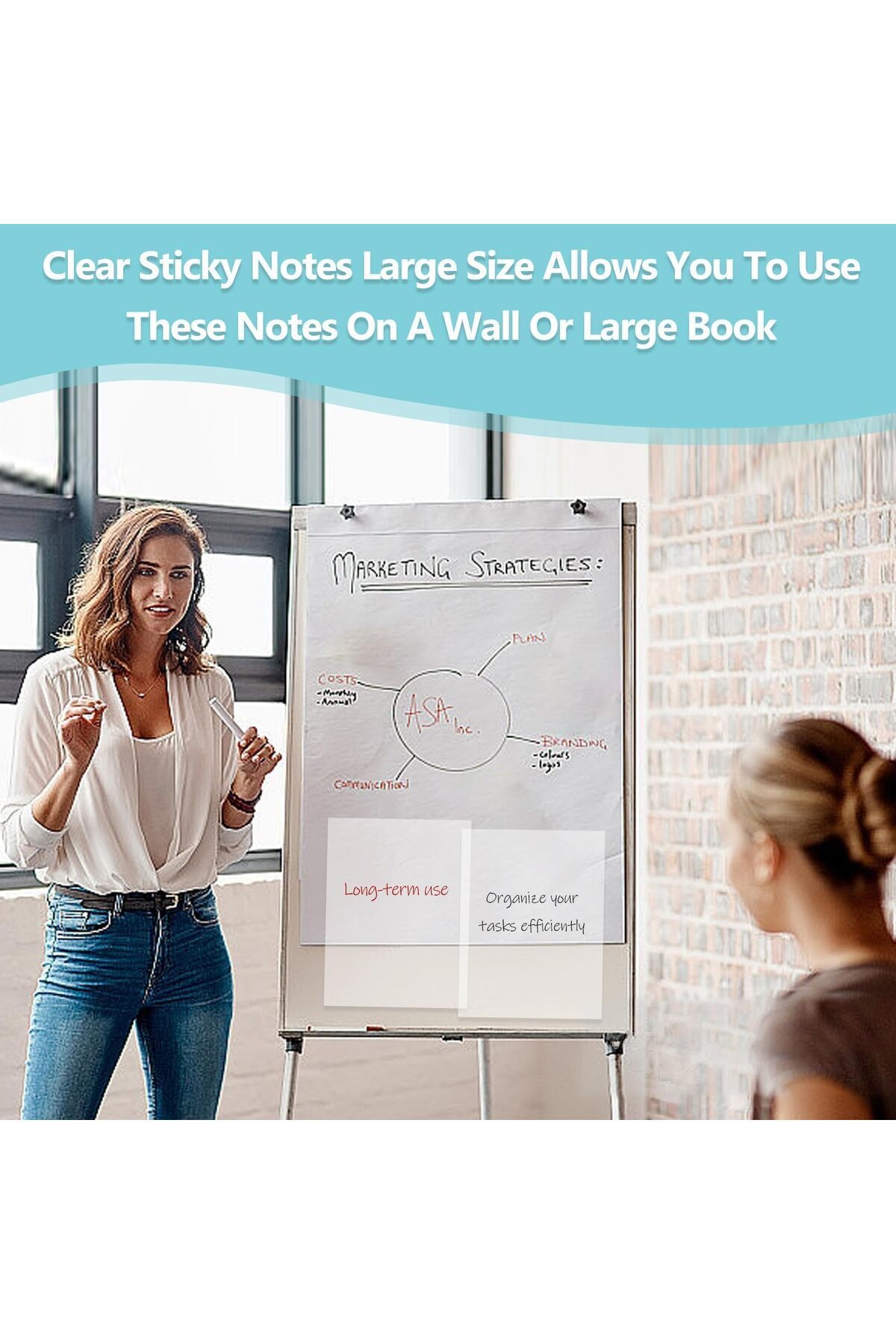 erorex-100 Sheets 8.5 X 11 Inch Transparent Sticky Notes Extra Large Clear Self Sticky Notes Pads Notes 3