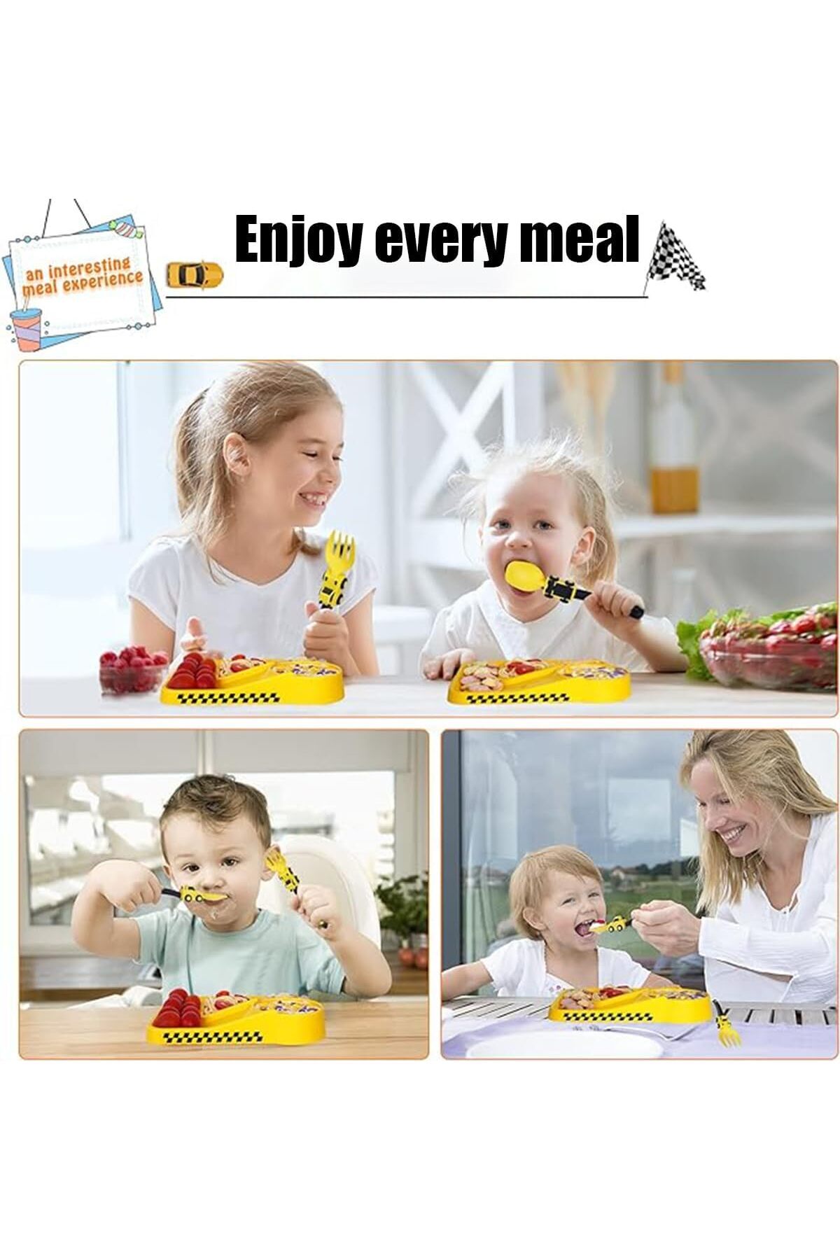 COOYA-Portable Toddler Utensils Set, Toddler Forks and Spoons, Yellow Fork & Orang Knife 7