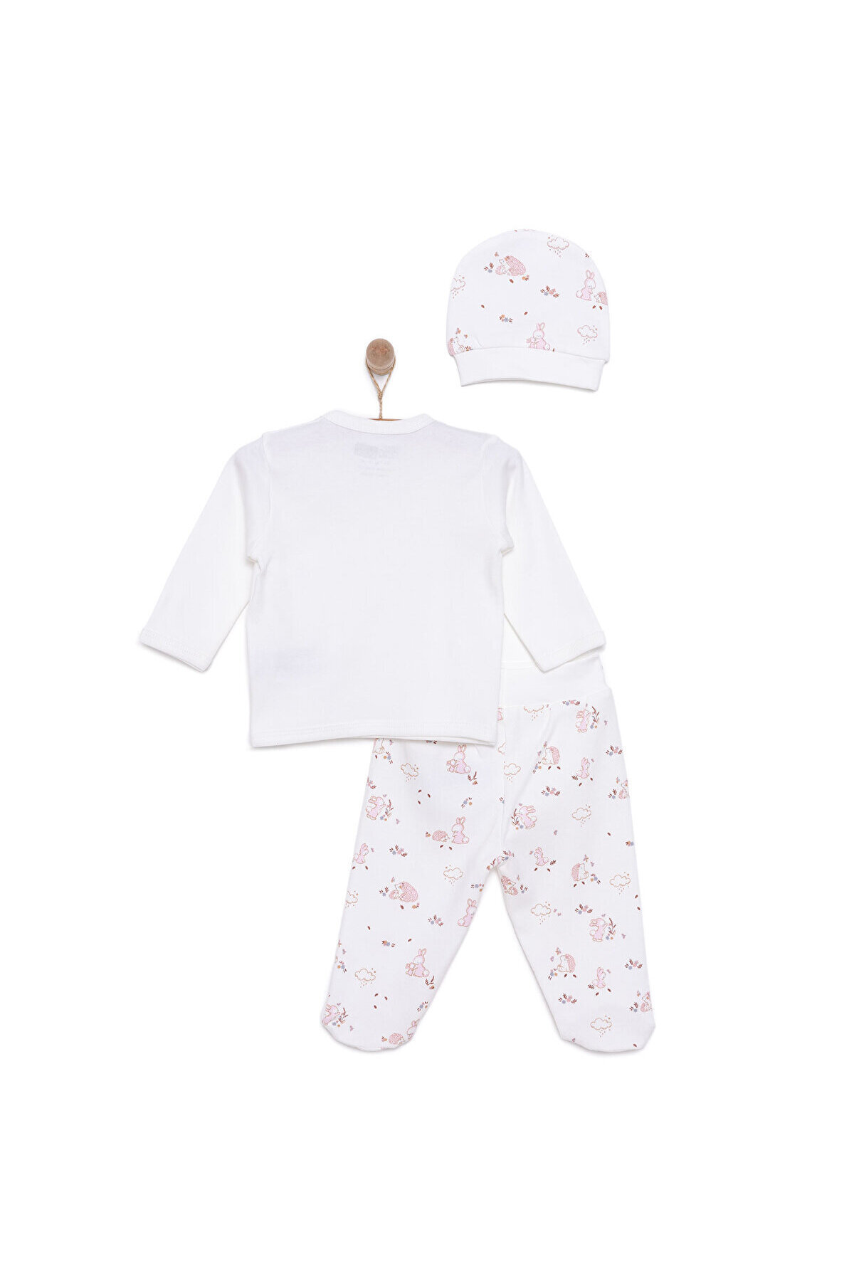 ebebek Hello Baby HelloBaby Yenidoğan Kız Bebek Sevimli Tavşan ve Kirpi Zıbın-Şapka Patikli Alt 3lü Set Kız Bebek fotoğrafı 2 (önizleme)