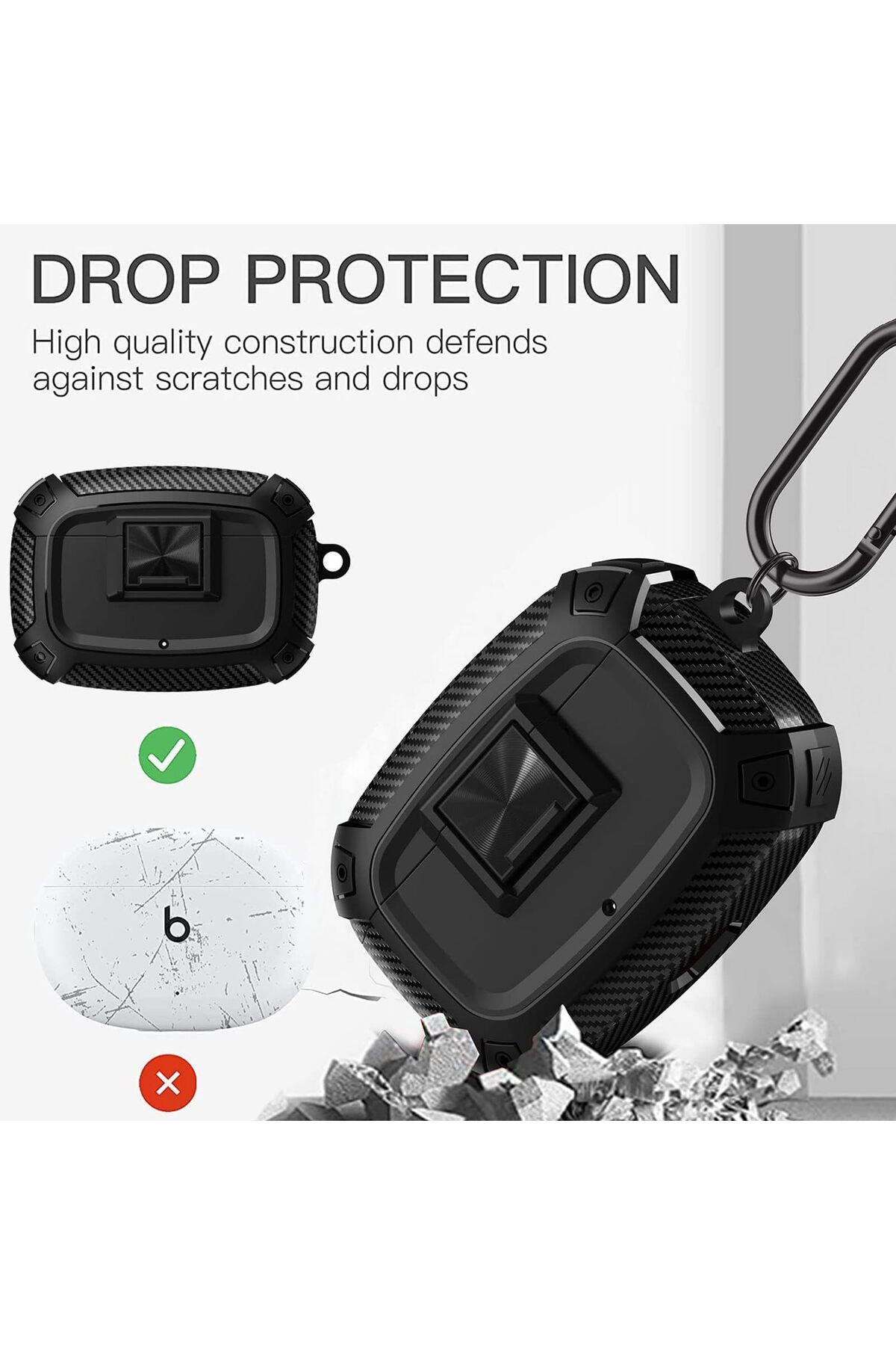 erorex-جراب سيليكون متوافق مع Sony Wf 1000Xm5، جراب واقٍ أمامي مرئي بإضاءة LED باللون الأسود 5