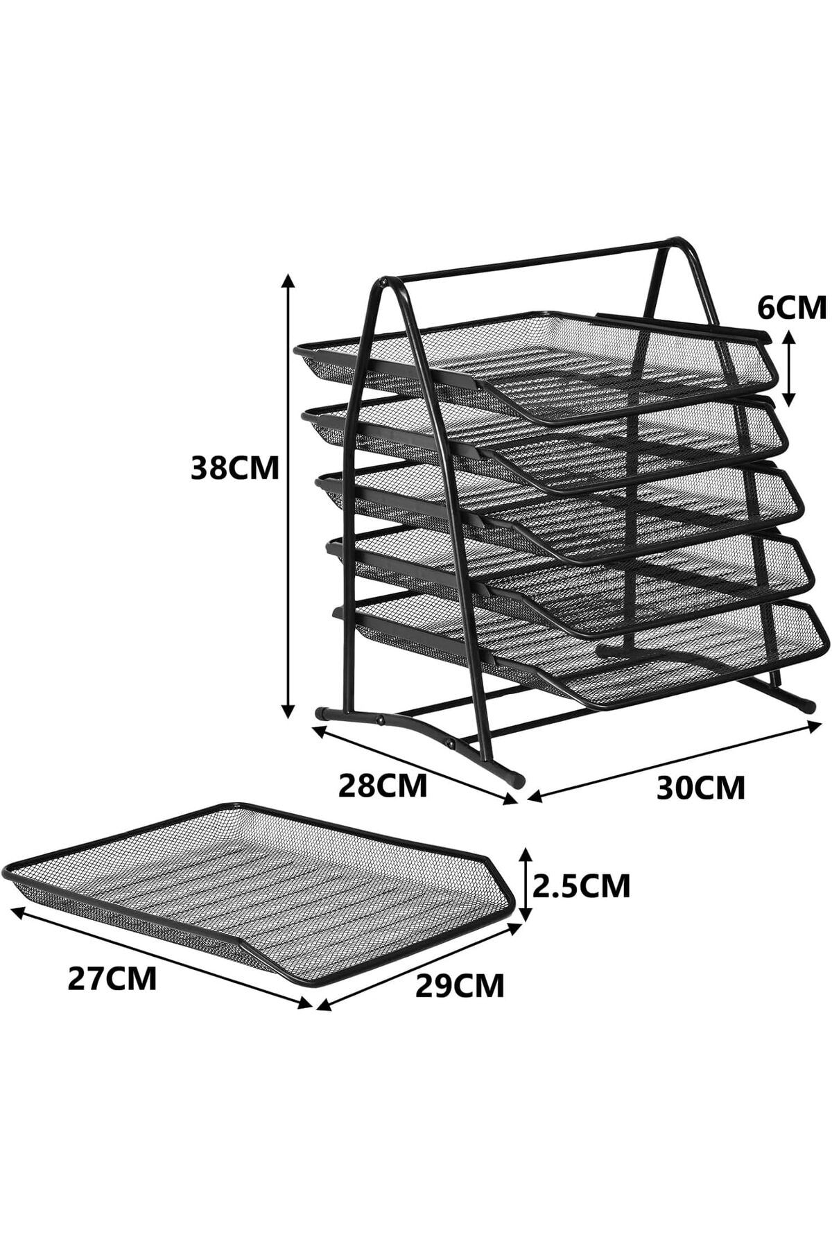 erorex-5 Tier Paper Tray : Desktop Organizer File Storage With Sliding Tray Stackable File Rack Metal Mesh 5